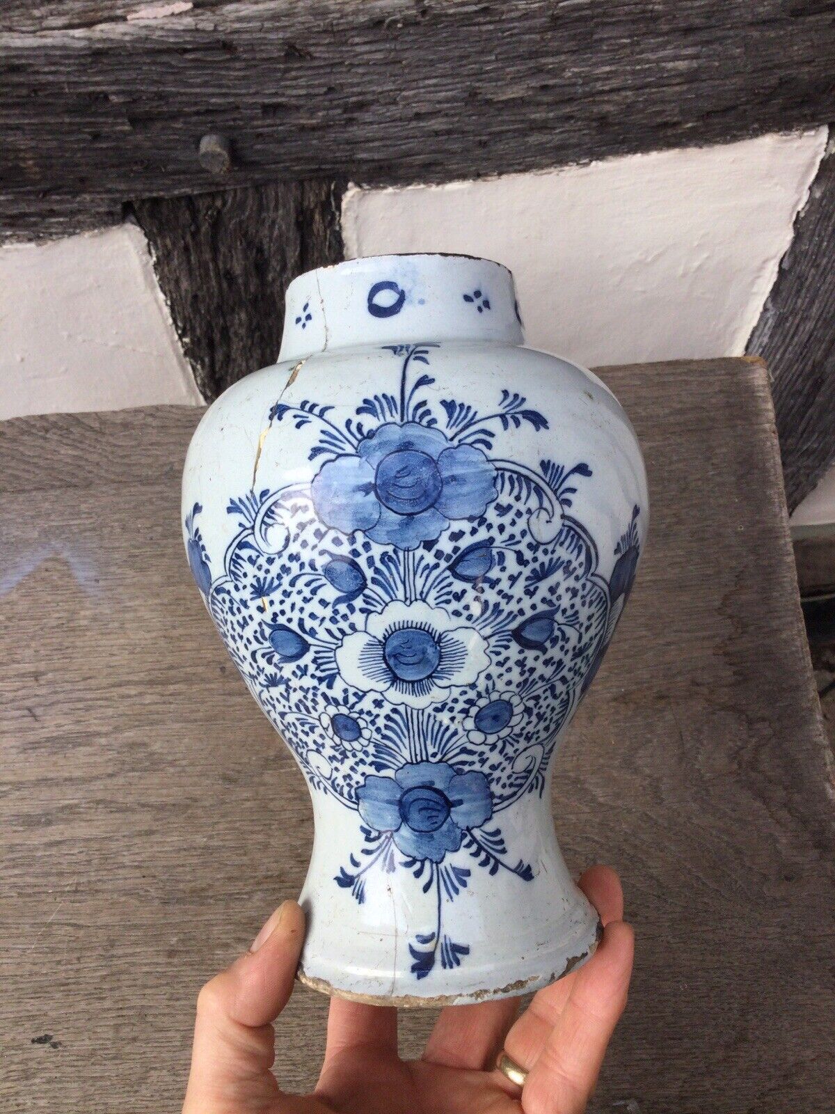 A Lovely Original Antique 18th Century Dutch Delft Pottery Jar or Vessel