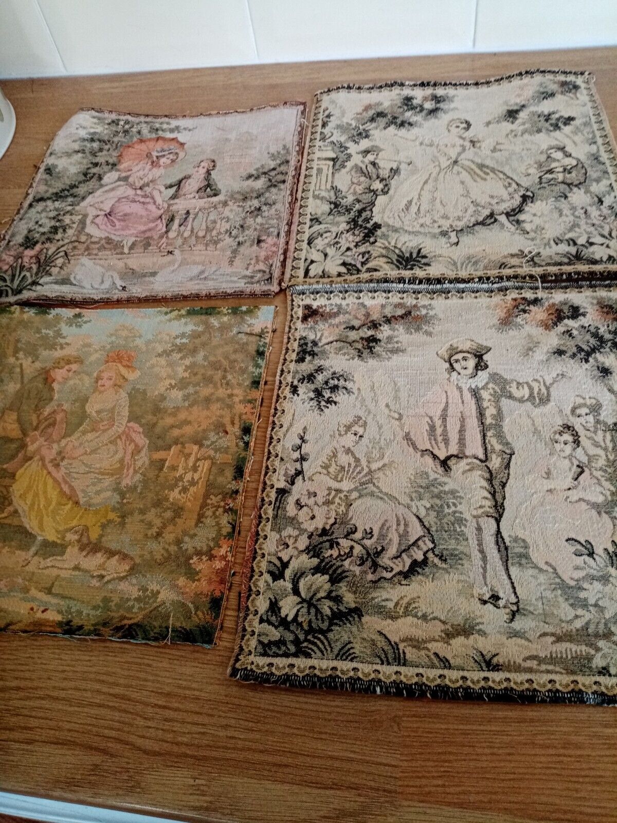 4 Vintage French  tapestry Pieces
