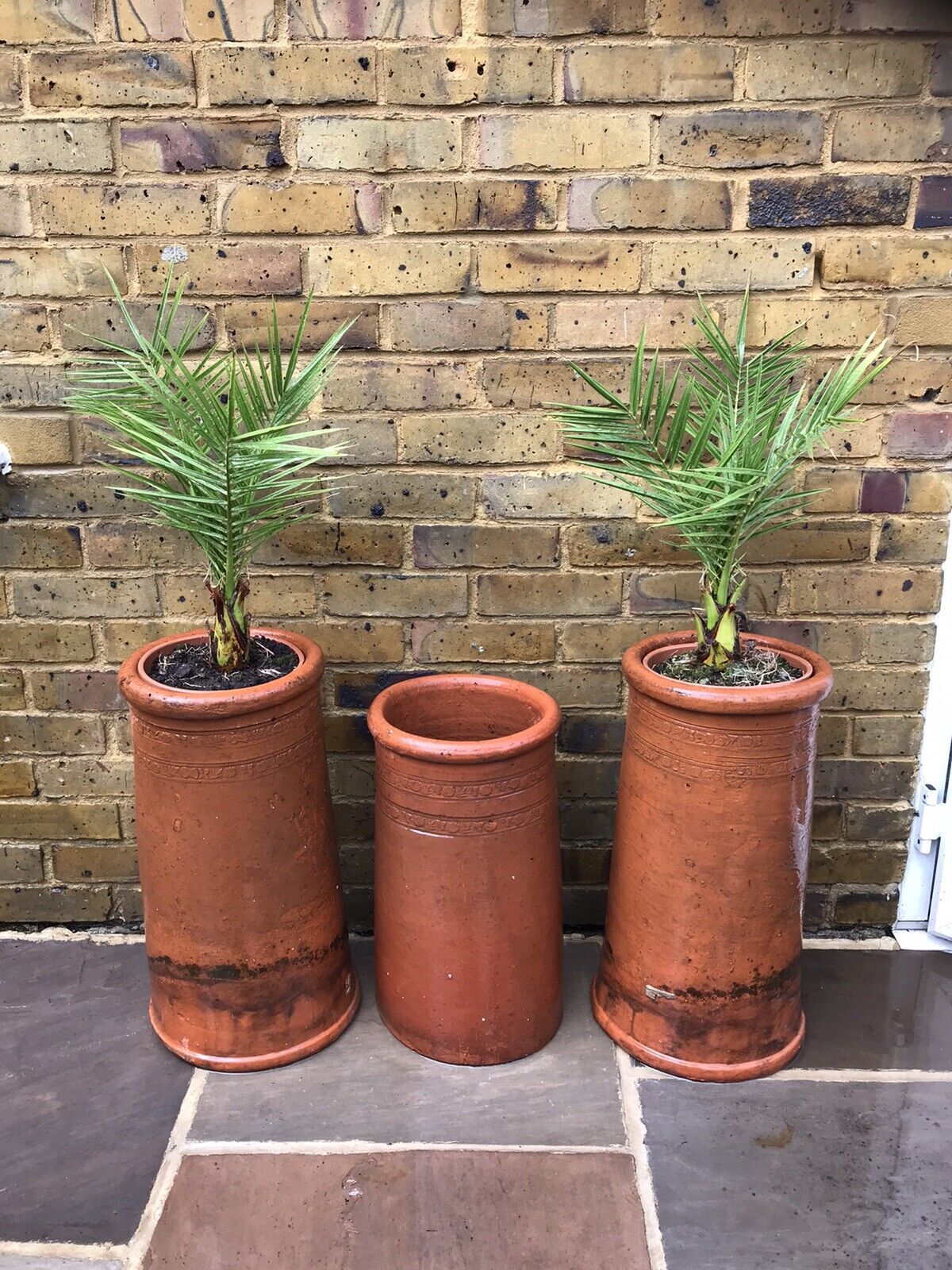 3 Victorian terracotta chimney pots