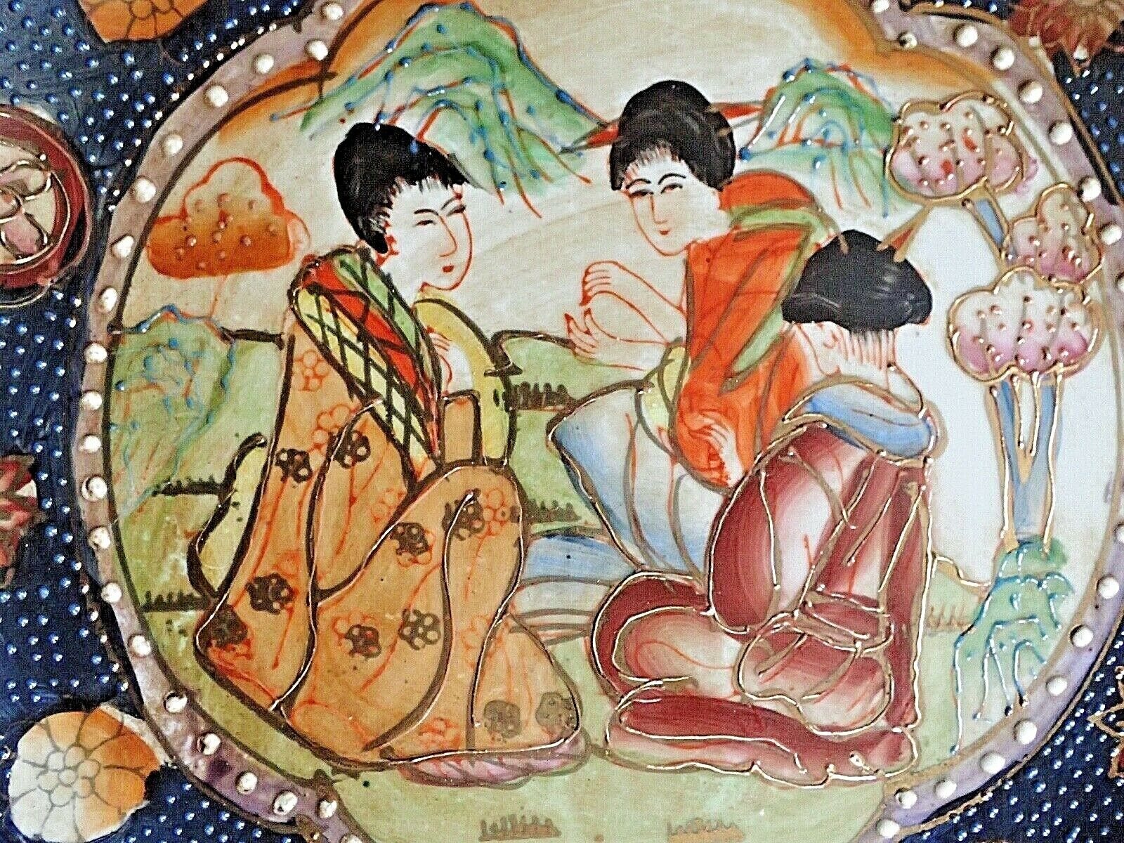 Antique Japanese SATSUMA  Meiji Charger Plate Porcelain Marked