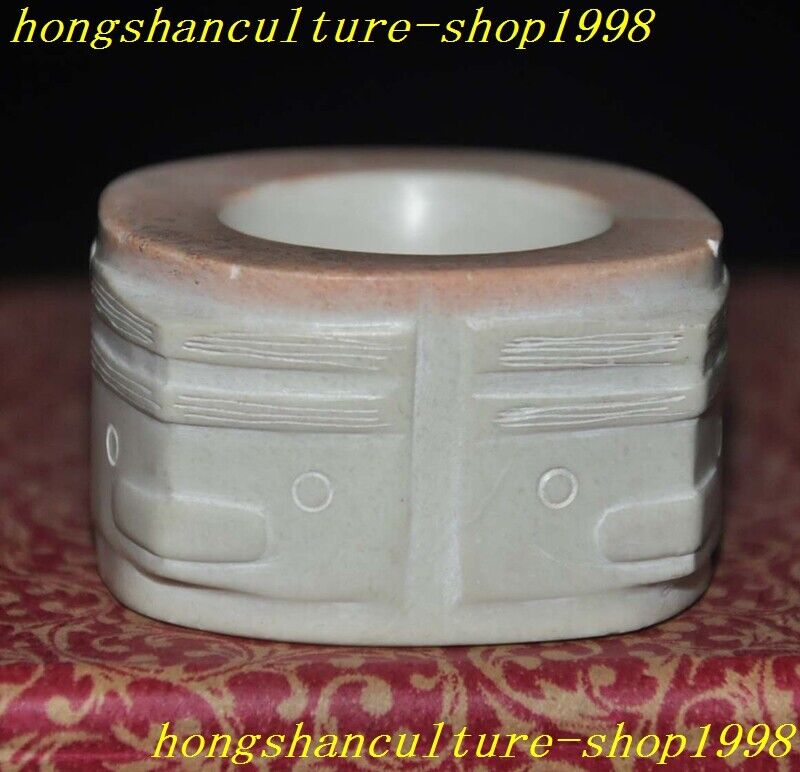 2" China Ancient Liangzhu Culture old jade carved sacrifice Jade Cong statue
