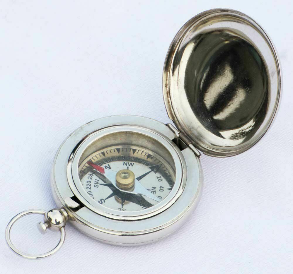 antique vintage Nautical Brass Compass Push Button Compass Marine Pocket Compass