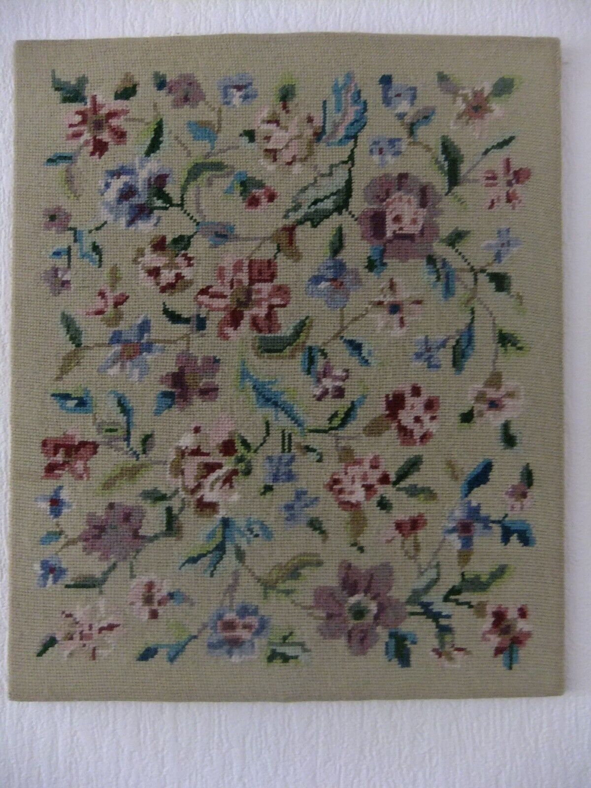 Large vintage tapestry picture. Crewel worked. Ideal for a fire screen
