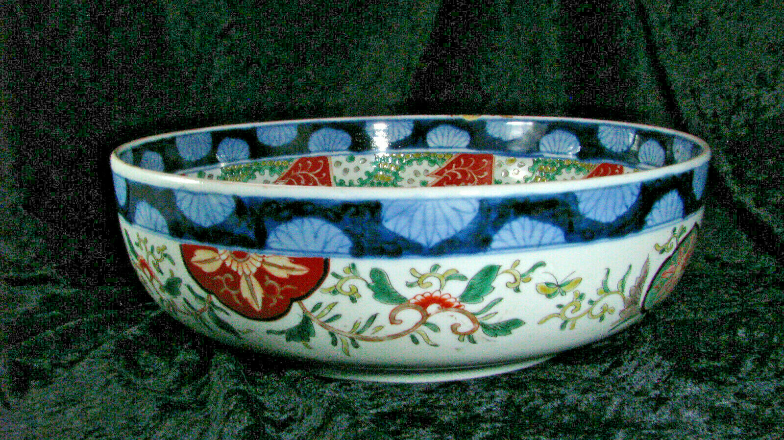 Antique Japanese Meiji 11" Large Porcelain Bowl from 1868 to 1912