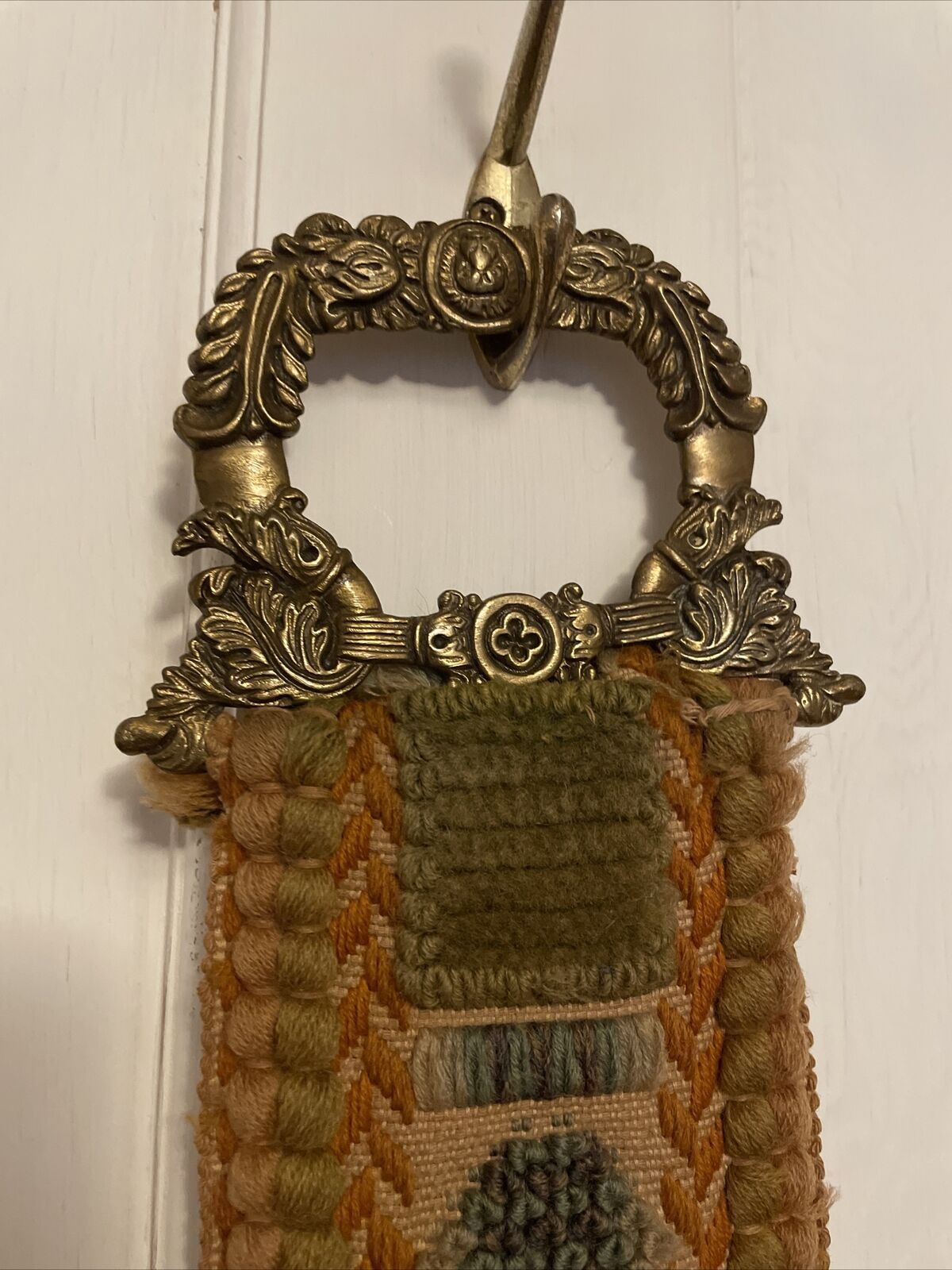Vintage Bell Pull Tapestry with 2x Exceptional Brass Pull Ends