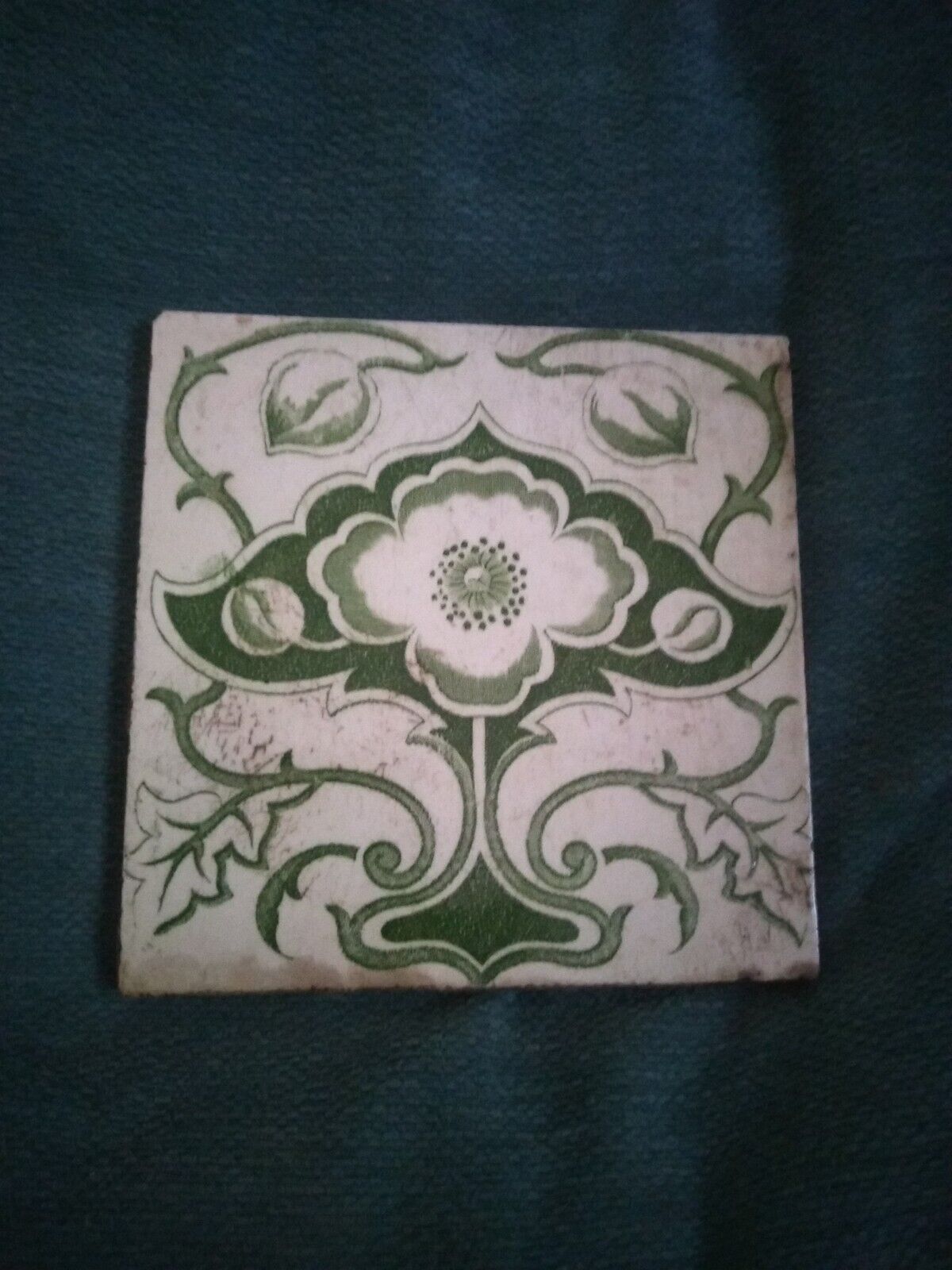 Antique Art Nouveau Original Transfer Print Tiles Circa 1890s