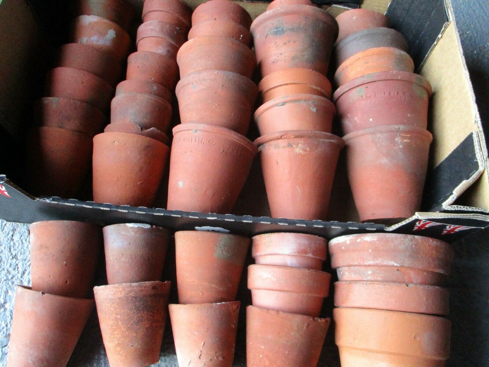 job lot vintage old terracotta clay plant pots Sankey