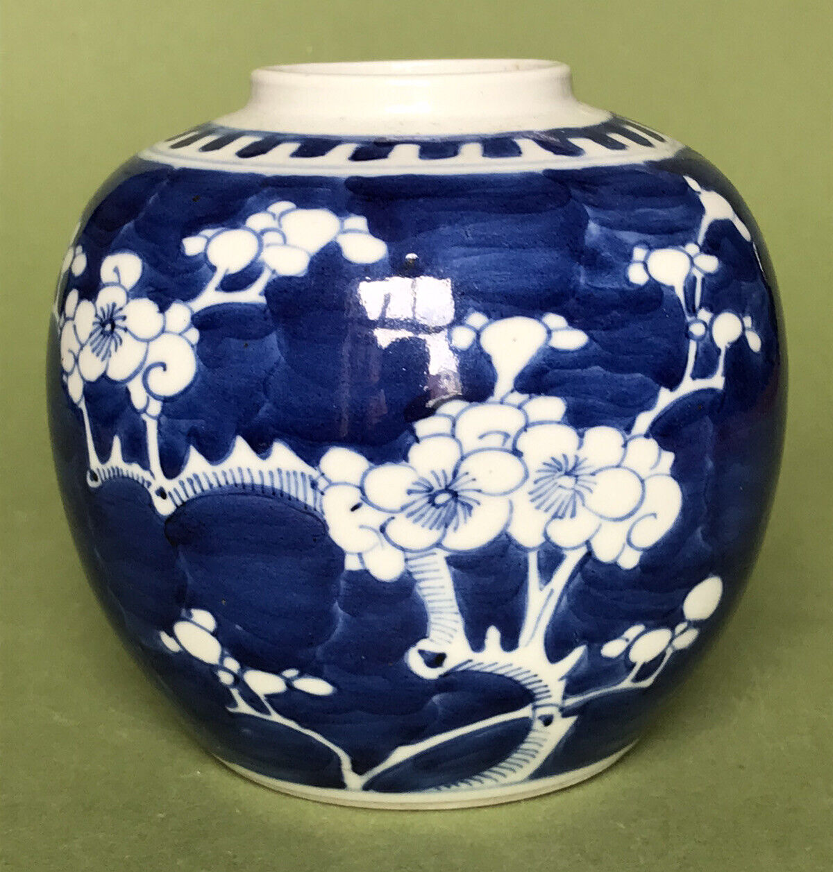 Antique Chinese Blue & White Porcelain ‘Prunus’ Ginger Jar