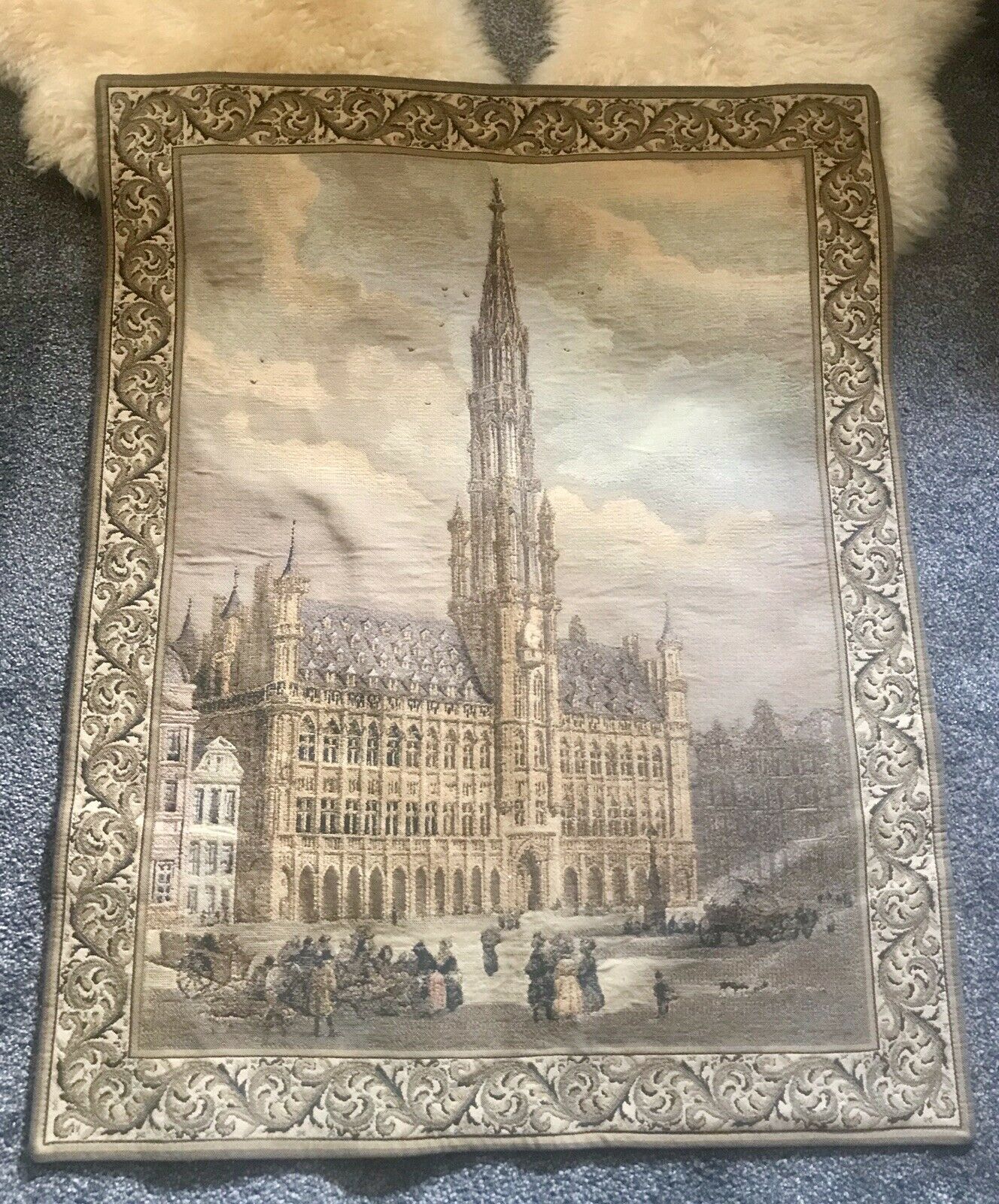 Town Hall - Brussels - Original Belgian Tapestry Lined w/Sewn Rod,Rail Pocket.