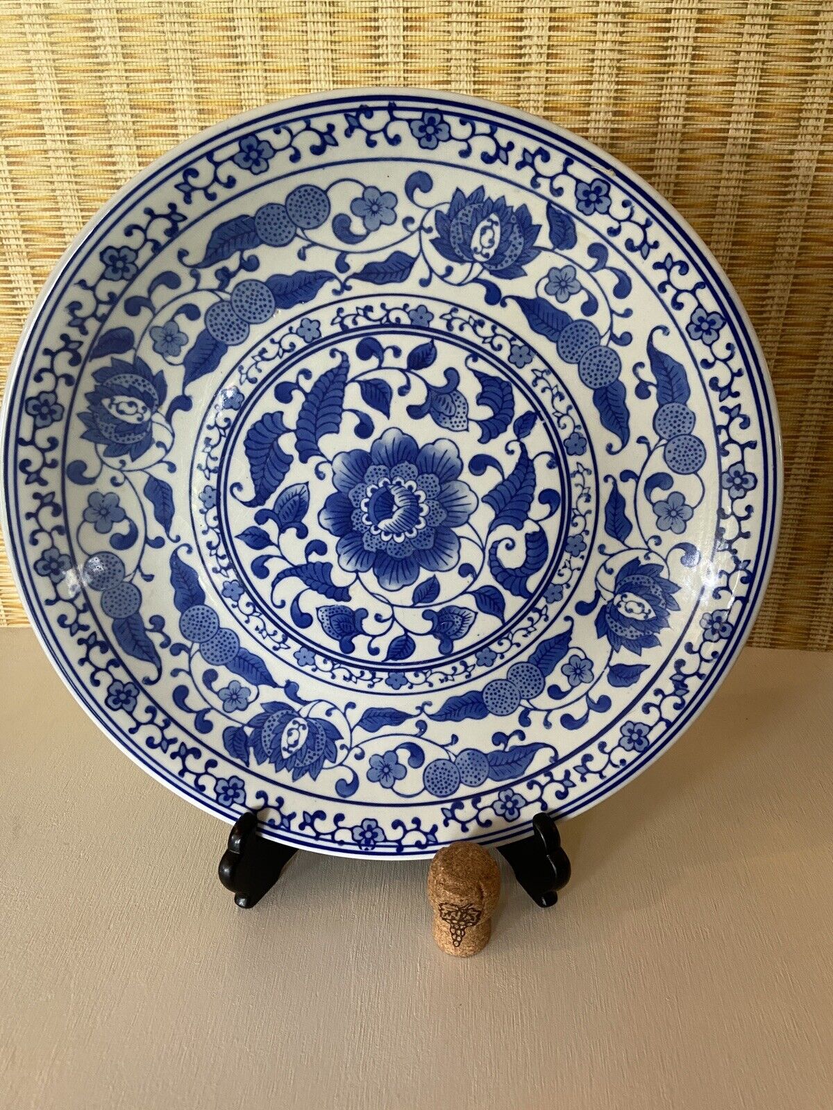 Chinese Export Ceramic Charger Plate Large 12” Blue & white Chinese Charger