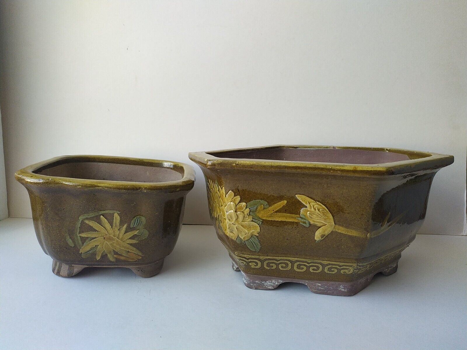 Antique Valuations: Large Chinese Glazed Terracotta Yixing Pottery Planter Pots