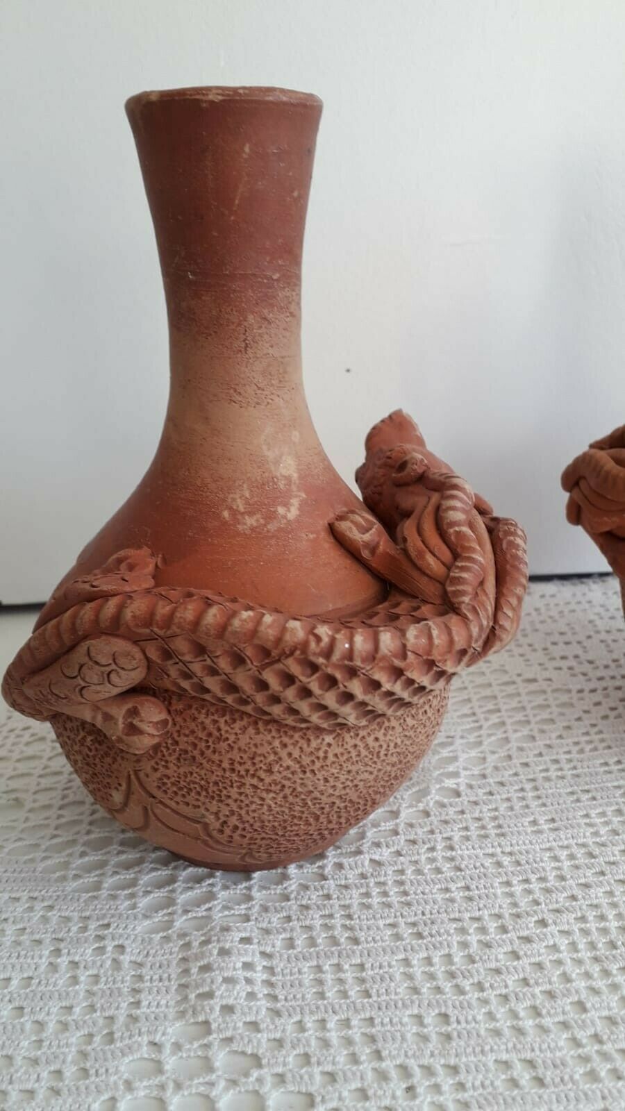 Antique Valuations: Vintage Rare Chinese Dragon  Terracotta Vase  c.1920s
