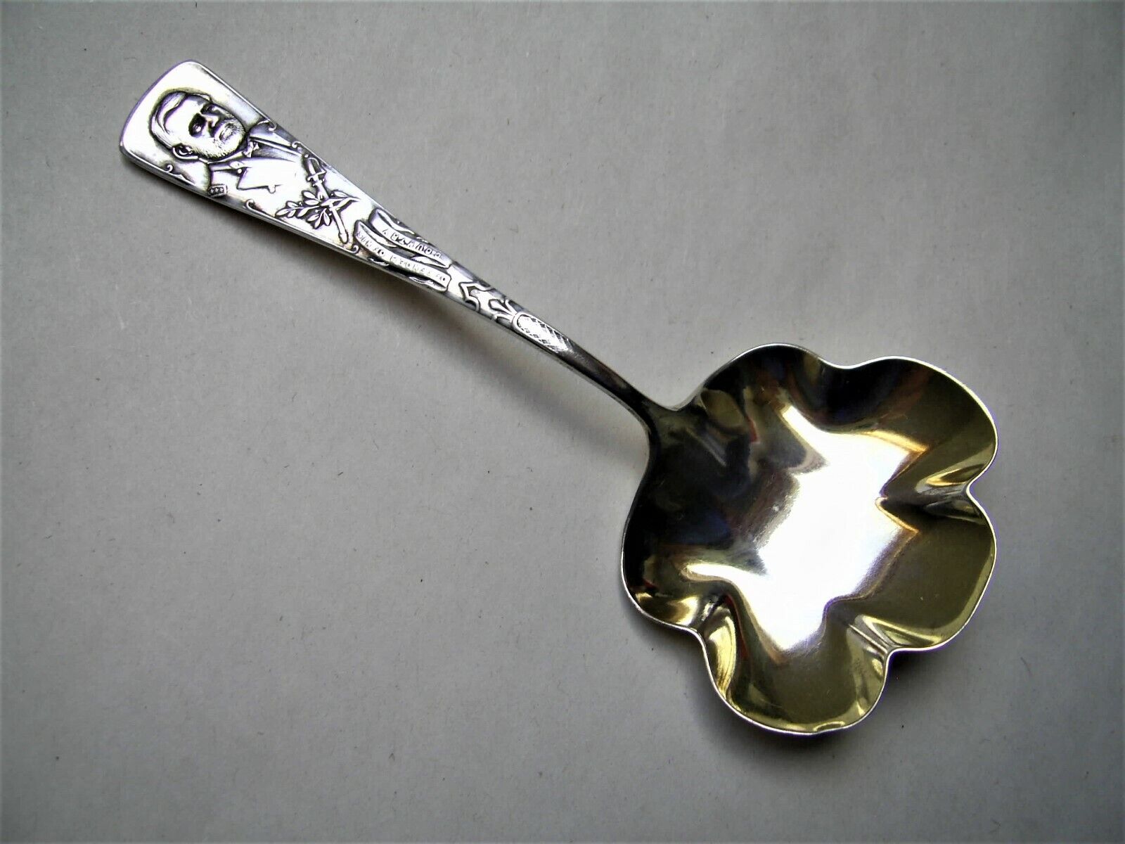 Antique Valuations: ANTIQUE STERLING SILVER CADDY SPOON WITH ULYSSES S GRANT HANDLE