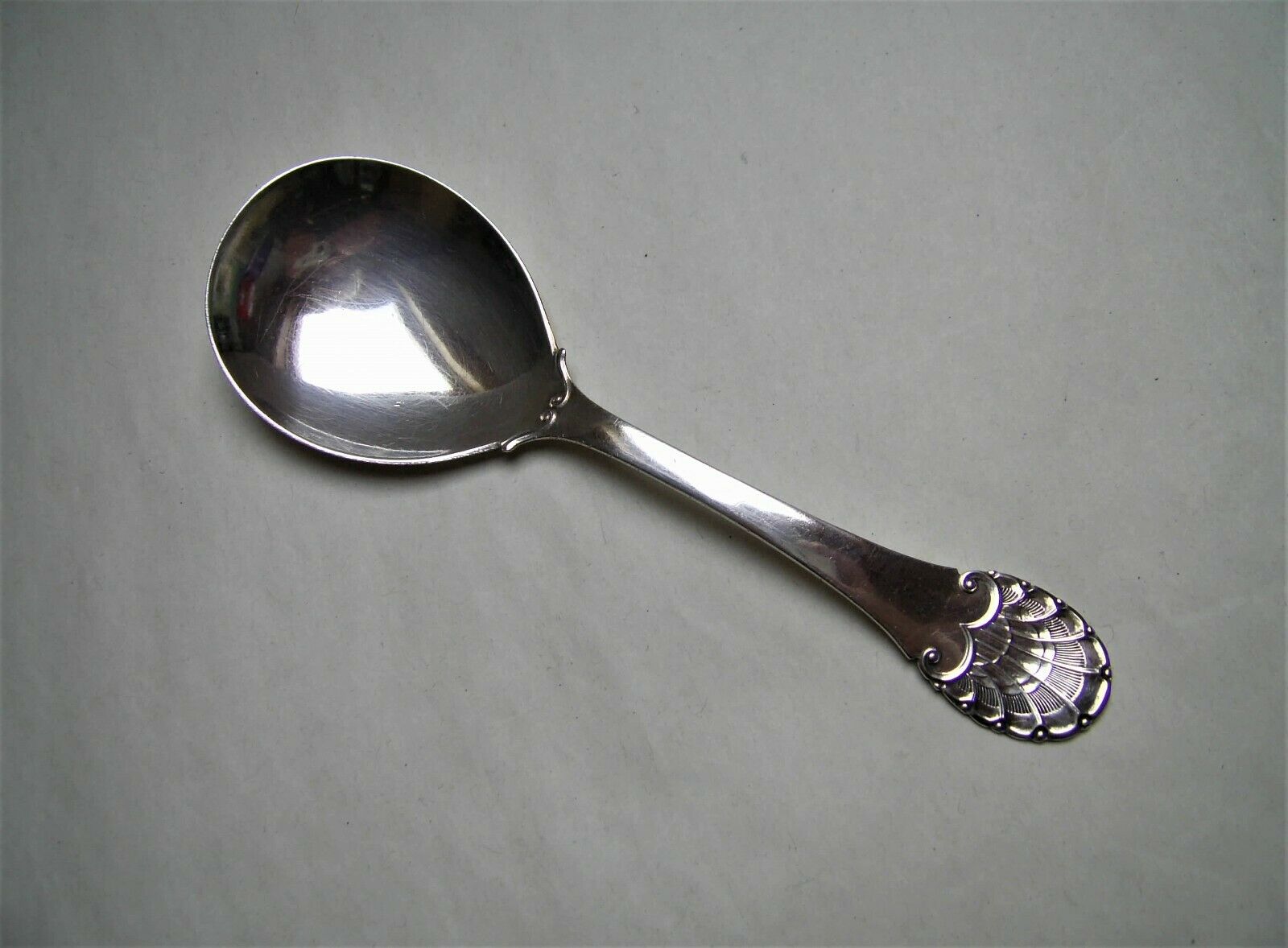 Antique Valuations: STYLISH ANTIQUE NORWEGIAN 830S SILVER CADDY SPOON BY JACOB TOSTRUP