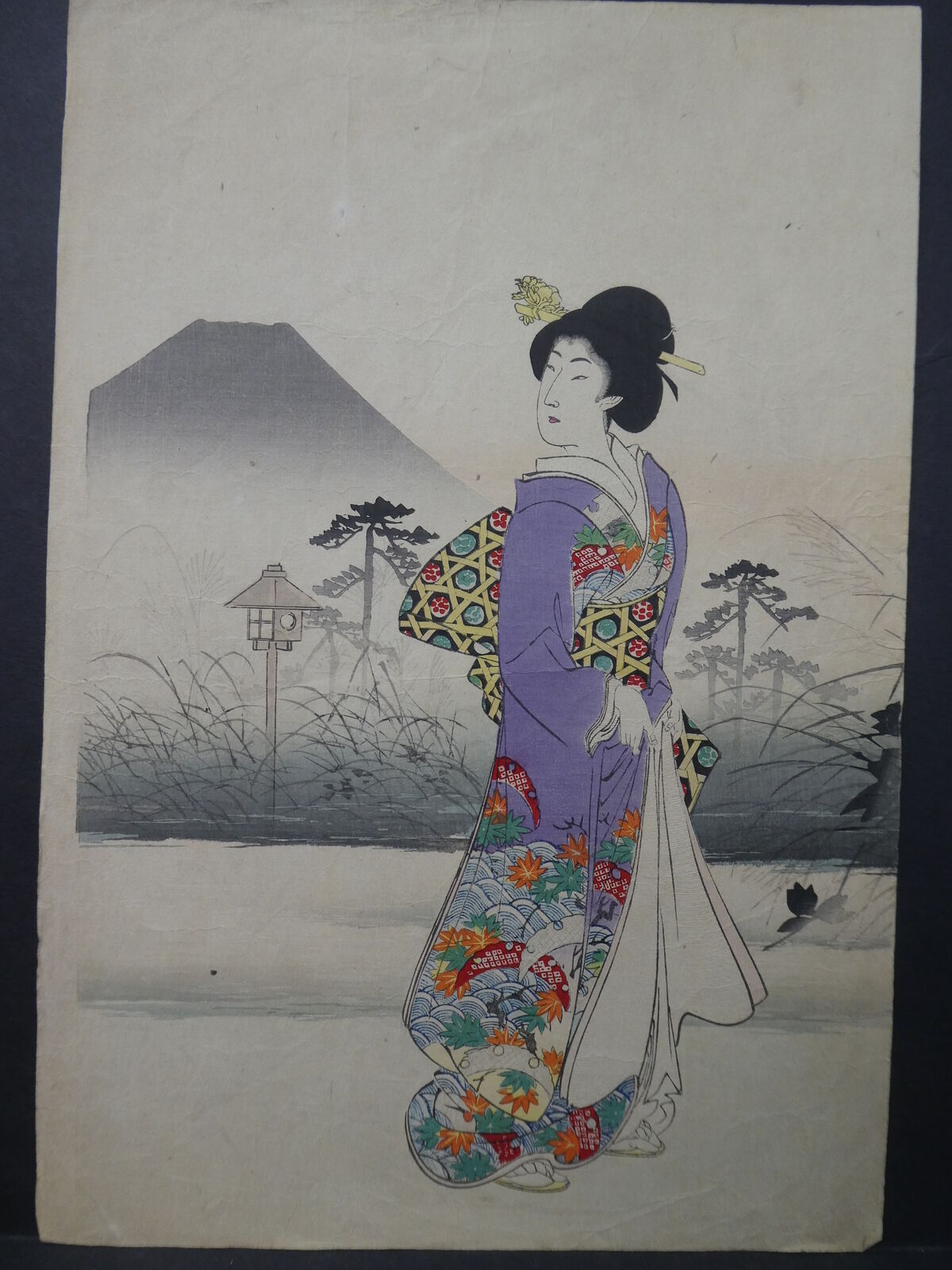Antique Valuations: Original 19th Century Unread Japanese Woodblock Print Meiji Beauty