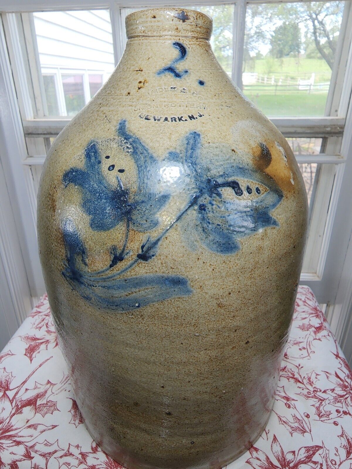 Antique Valuations: Primitive Salt Glazed Stoneware "UNION POTTERY * NEWARK NJ" Jug