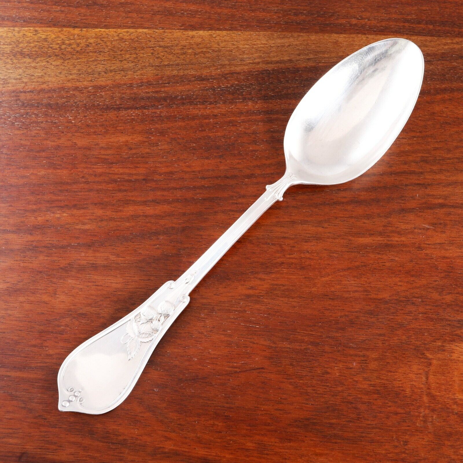 Antique Valuations: ALEXANDER STOWELL AESTHETIC STERLING SILVER SERVING SPOON STRAWBERRY 1865-1904