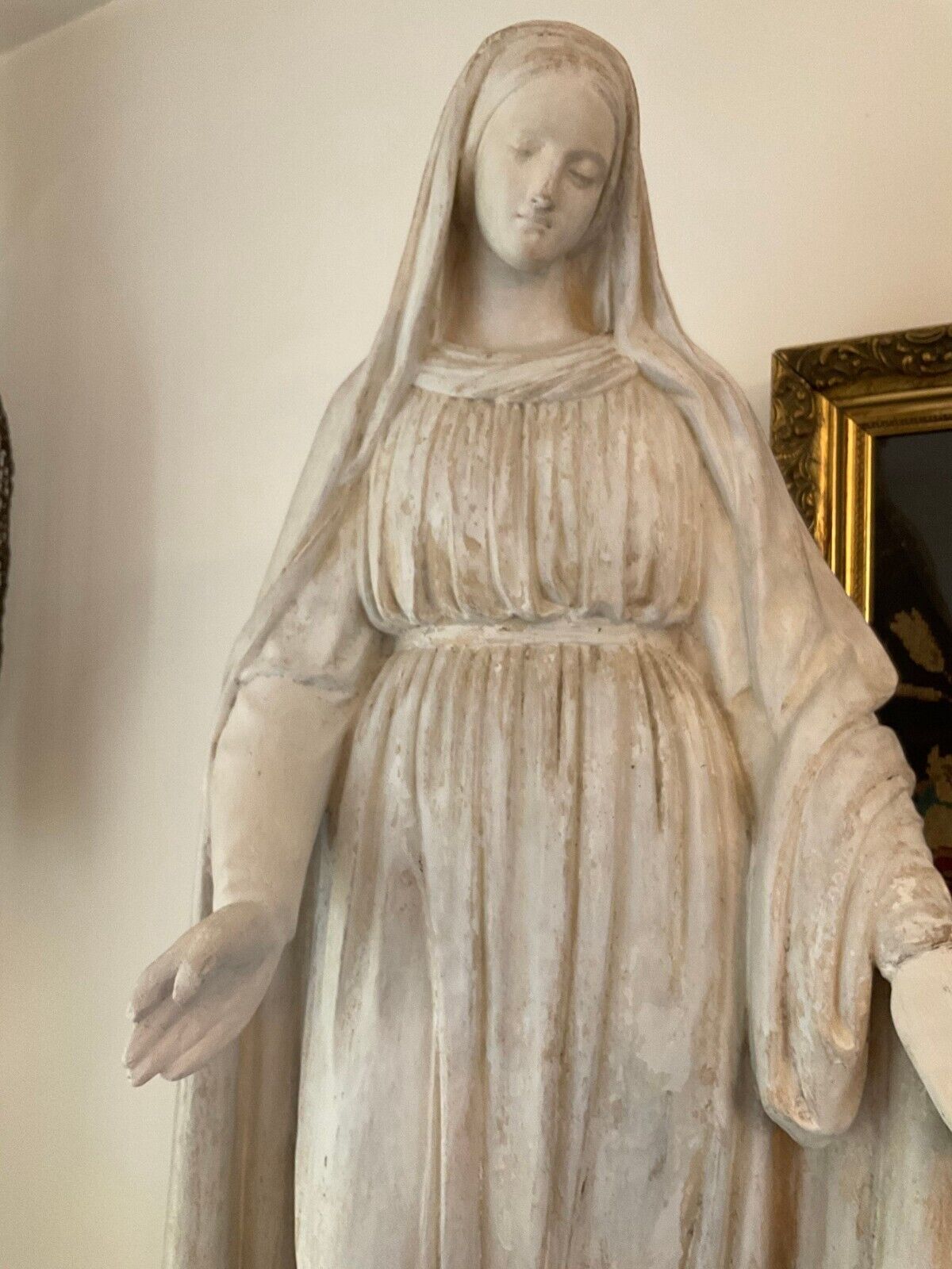 Antique Valuations: Large Southern French Terracotta Chapel Statue of the Virgin Mary c.1850