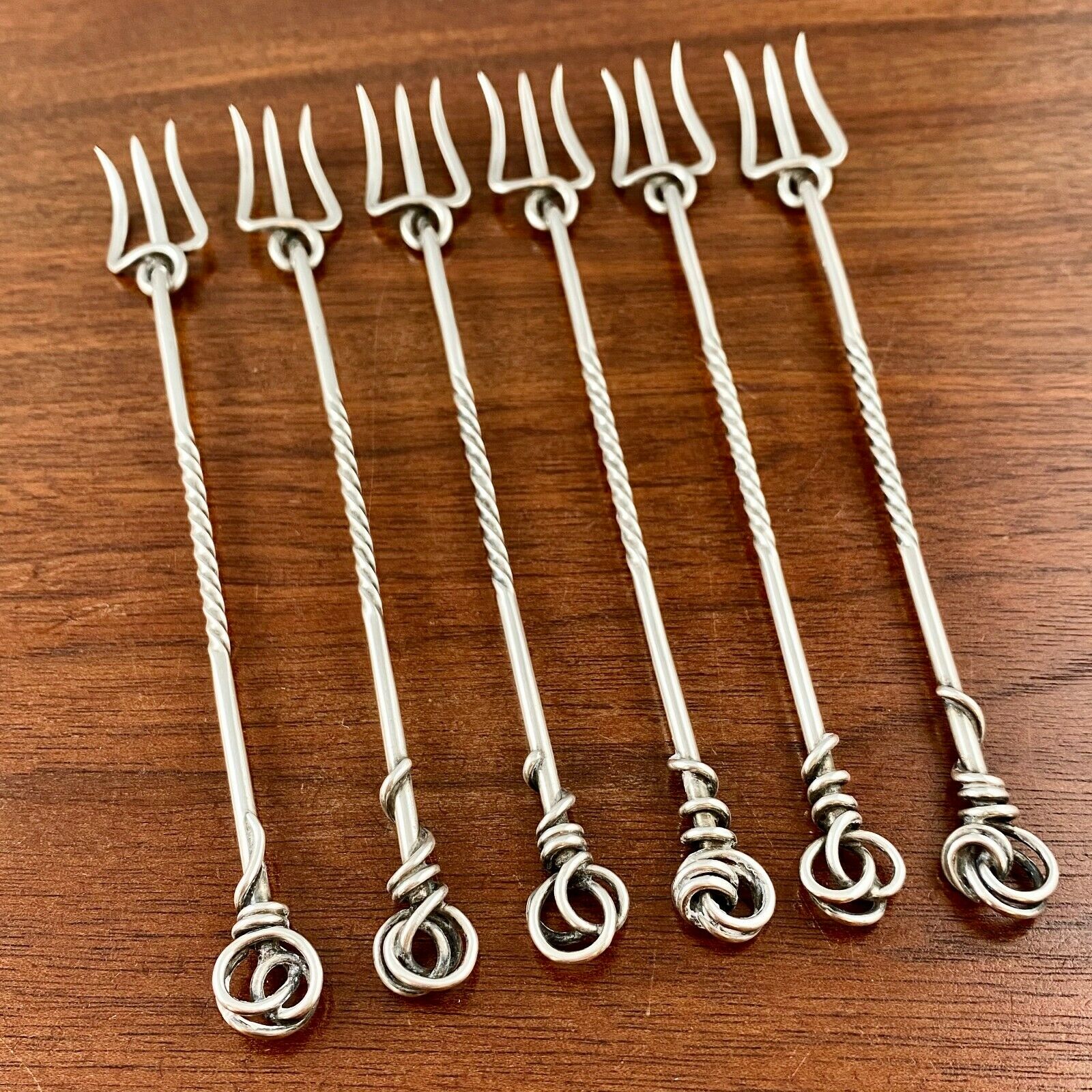Antique Valuations: VERY RARE SHIEBLER AESTHETIC STERLING SILVER SEAFOOD COCKTAIL FORKS NO MONO