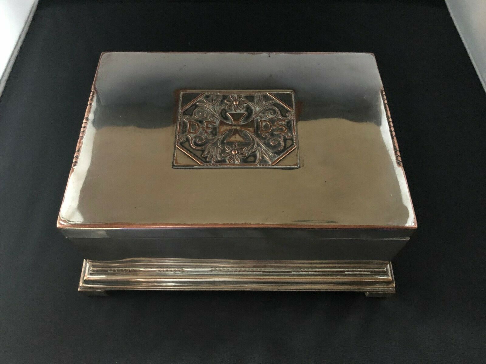 Antique Valuations: Very Rare Vintage Antique Georg Jensen DFDS Silver Plate box from 1916