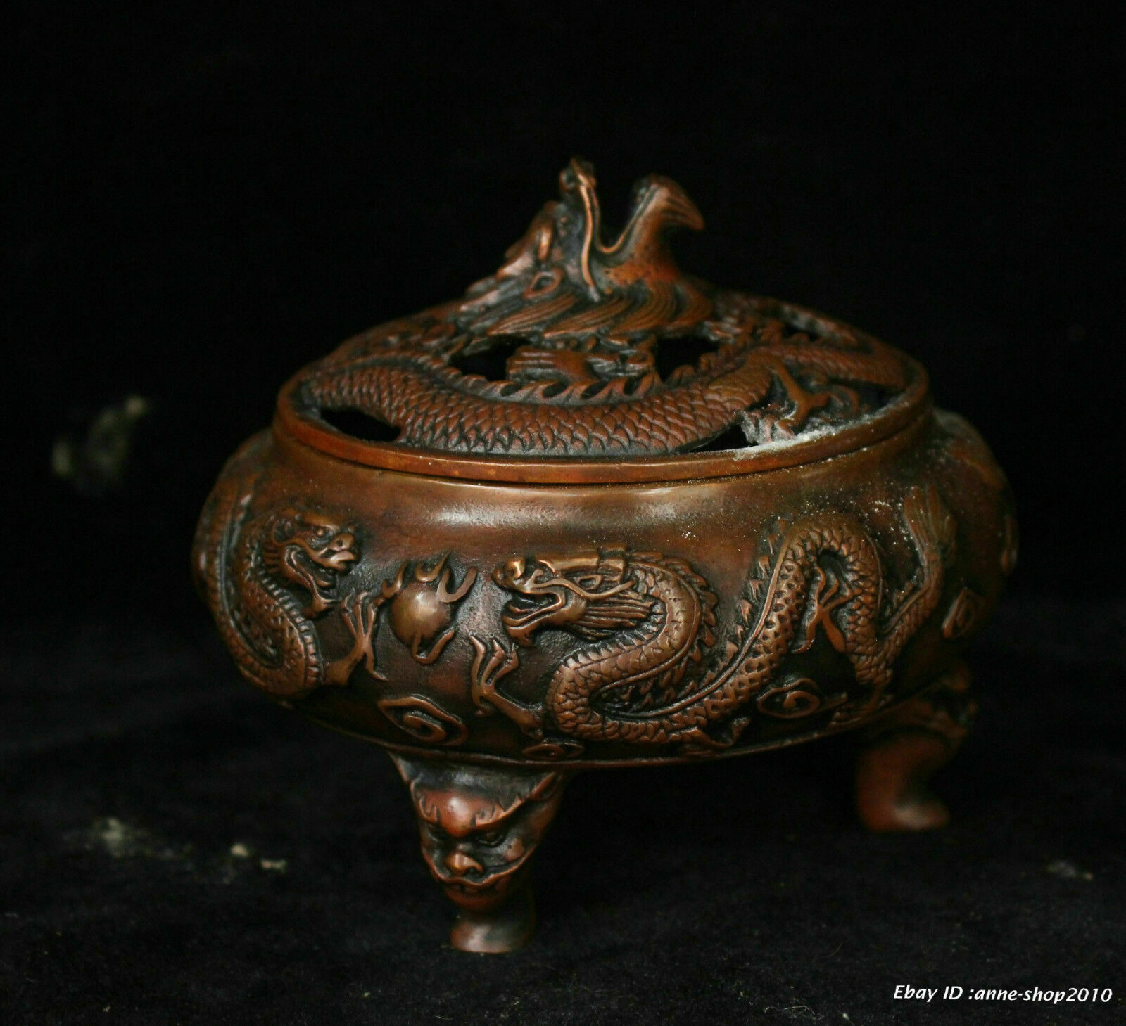 Antique Valuations: Chinese Bronze copper Handmade Dragon Incense burner censer
