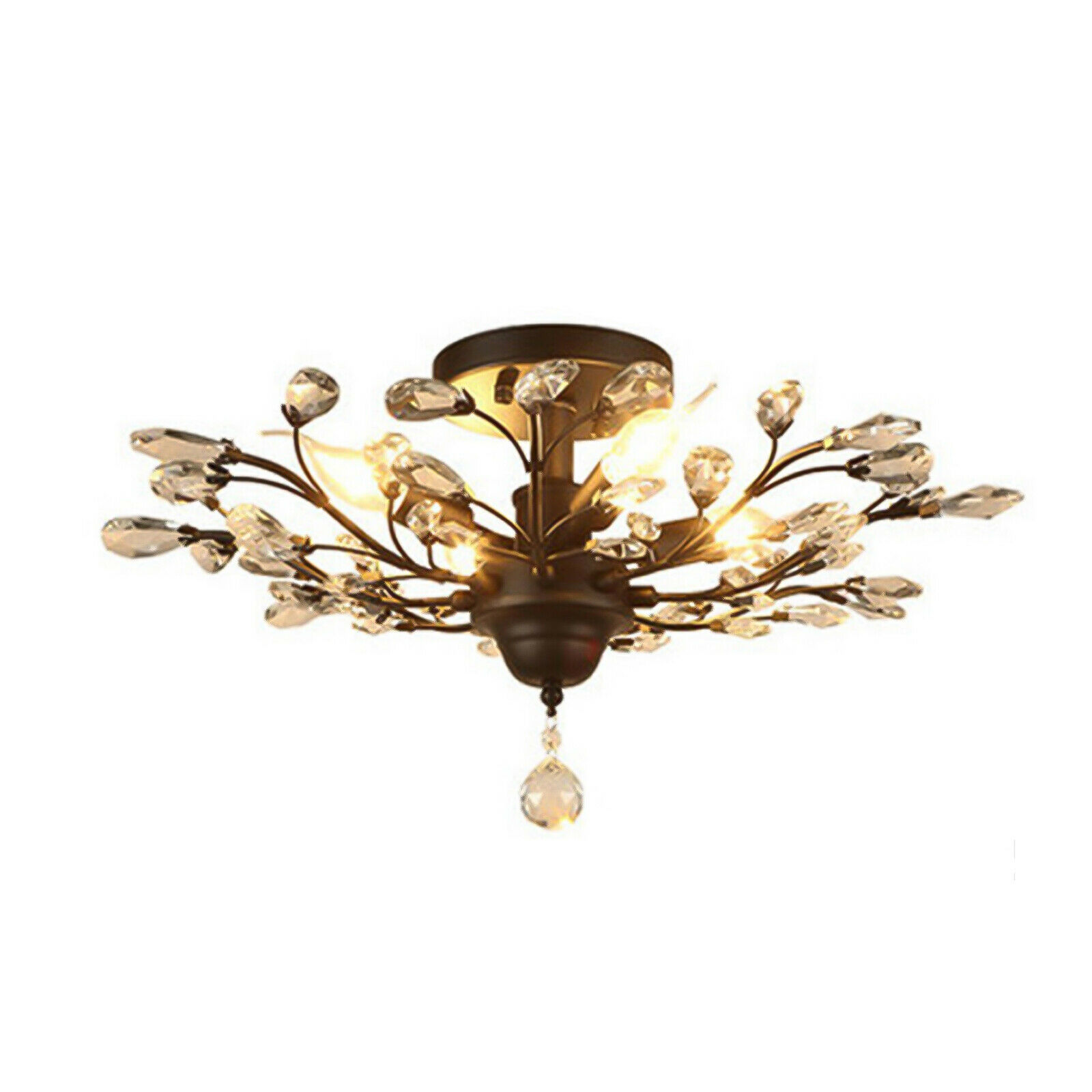 Antique Valuations: Retro Classic Branches Crystal Black Chandelier Vintage Ceiling Pendant Lamp