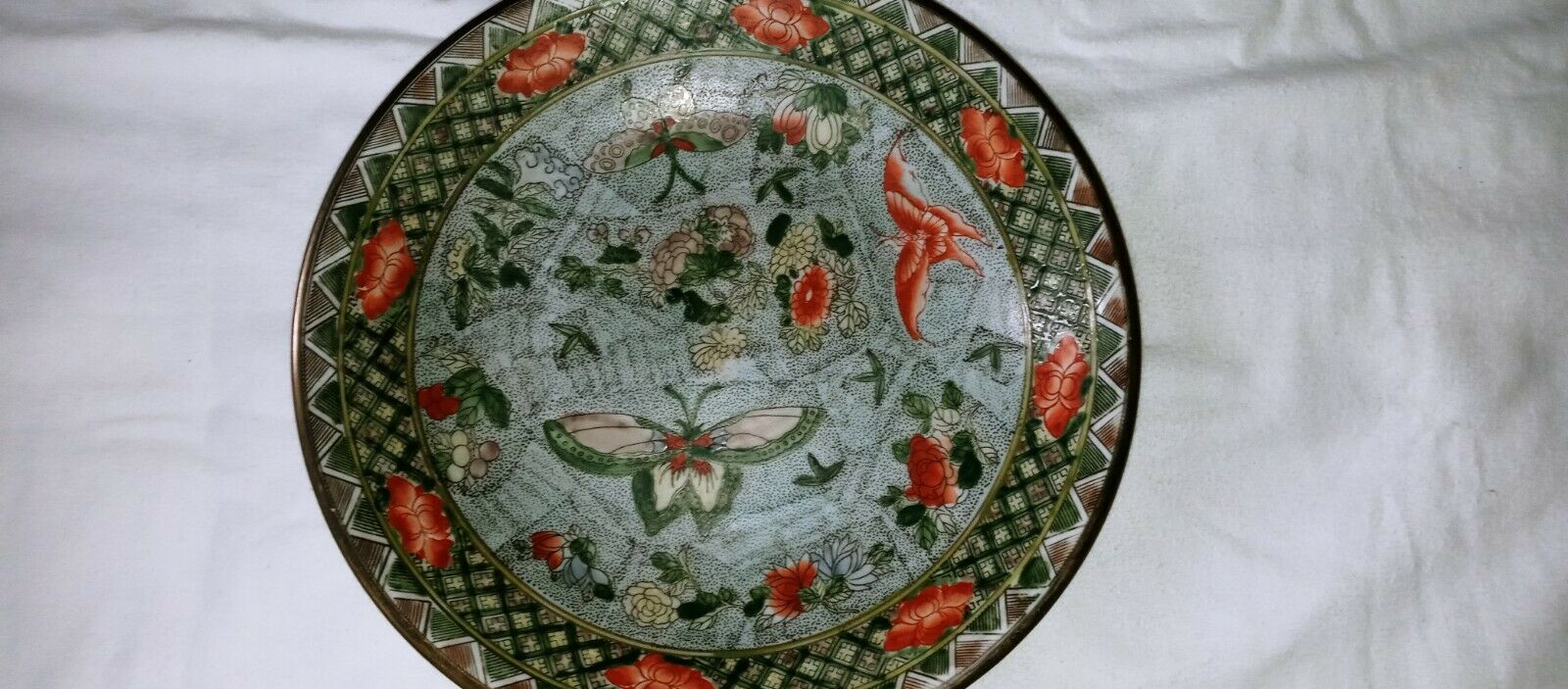 Antique Valuations: Chinese Kangxi Butterfly Charger Plate Zhuanshu Archaic Seal (Read Description)