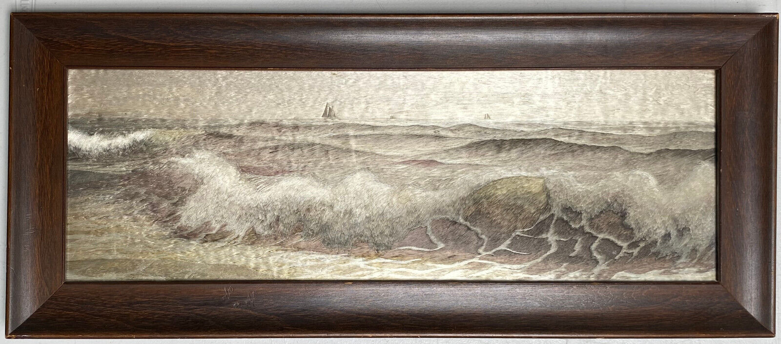 Antique Valuations: Antique Japanese Silk Embroidered Seascape “Painting” Nishimura Meiji 1900