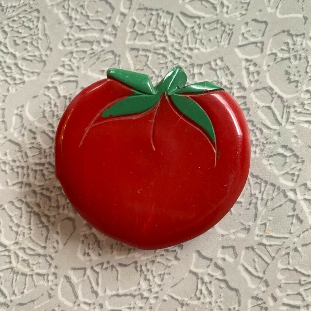 Antique Valuations: Vintage Large Bakelite Button Realistic Tomato