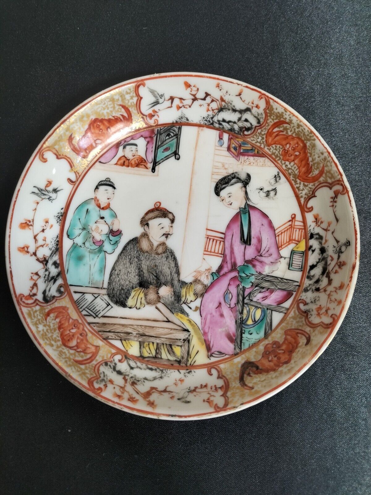 Antique Valuations: Superb Antique 18th century Chinese famille rose export porcelain saucer dish .