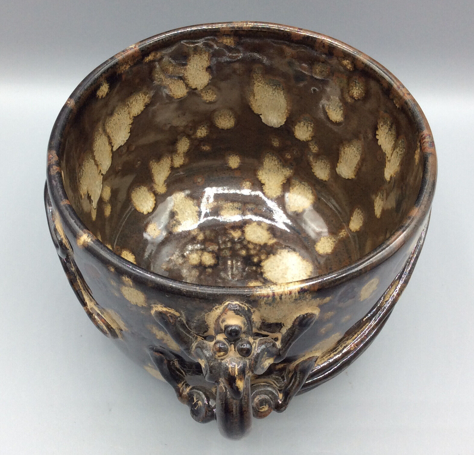 Antique Valuations: Antique Chinese Studio Pottery Bowl vase Dragons Tortoise Shell
