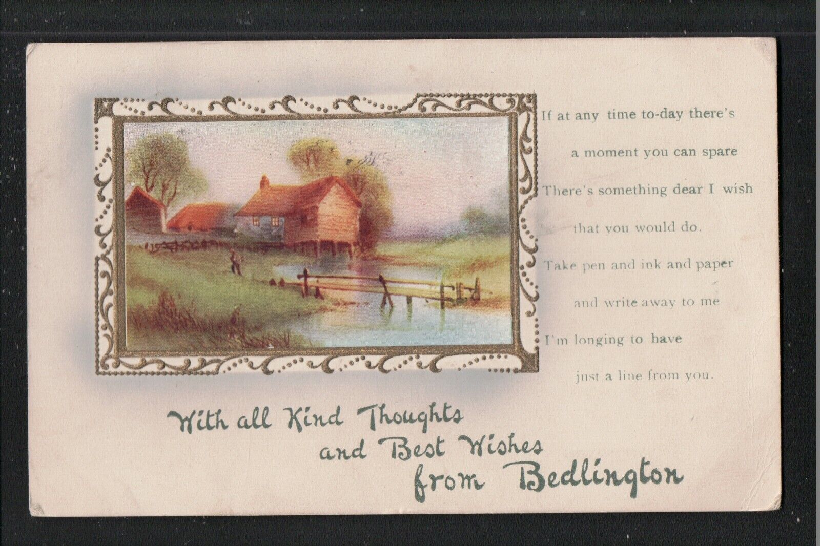 House Clearance - Best Wishes From Bedlington 1910 Service Northumberland To Felix House Dinsdale