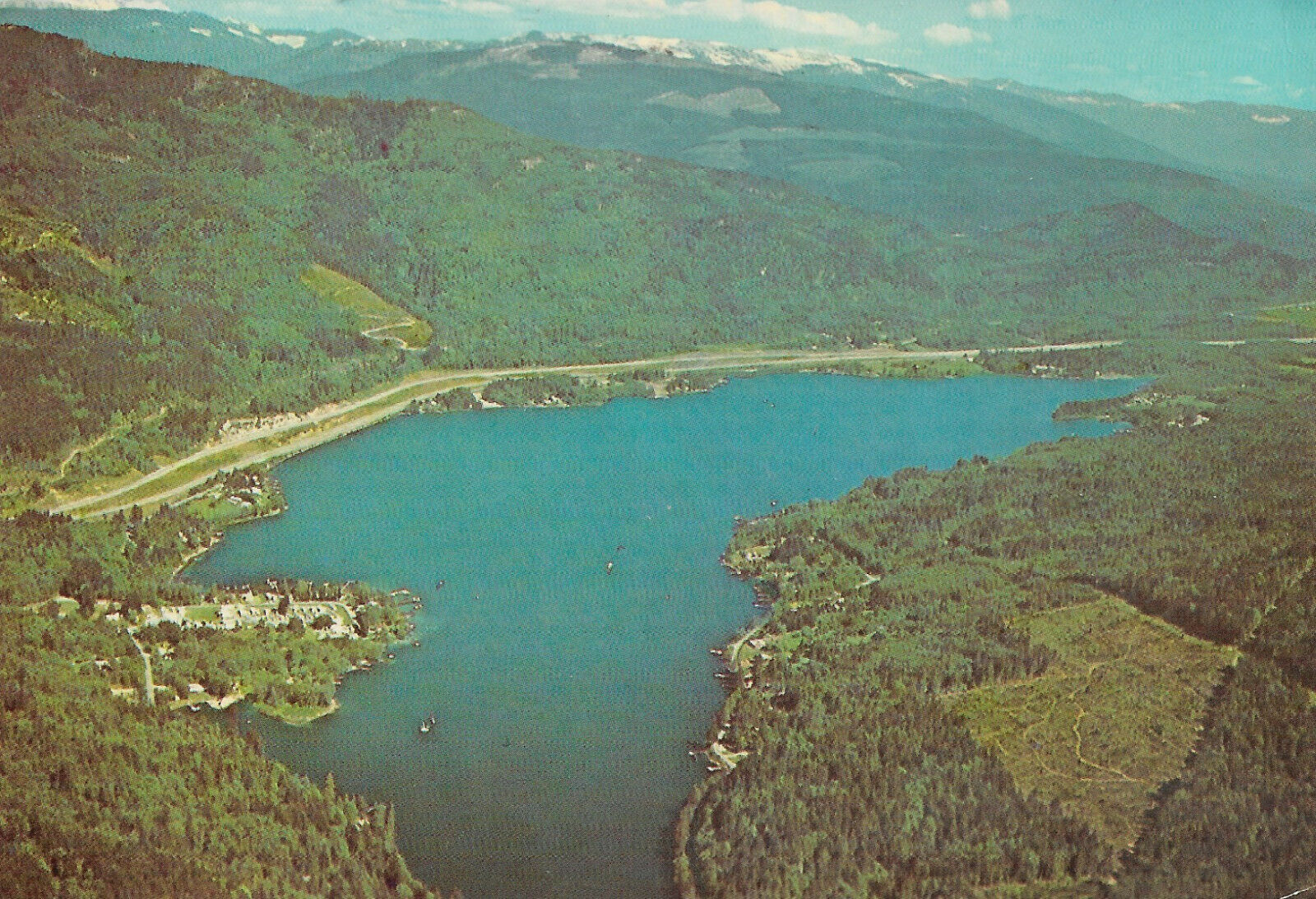 USA-Bellingham-Aerial view of Lake Samish with Interstate Hwy. 5 - 1977