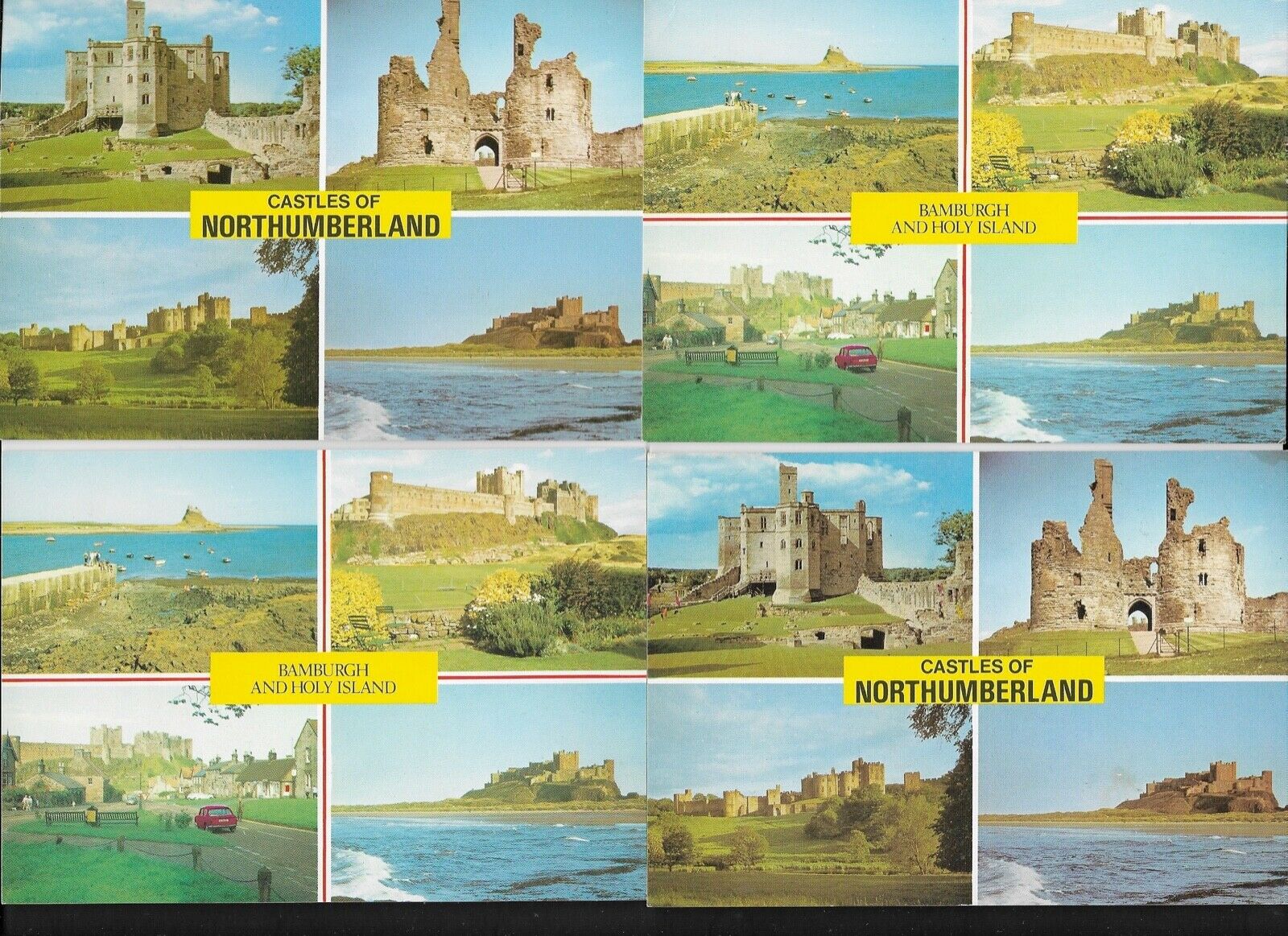 Northumberland castles services, x 4, Bamburgh, Warkworth, Alnwick, Dunstanburg
