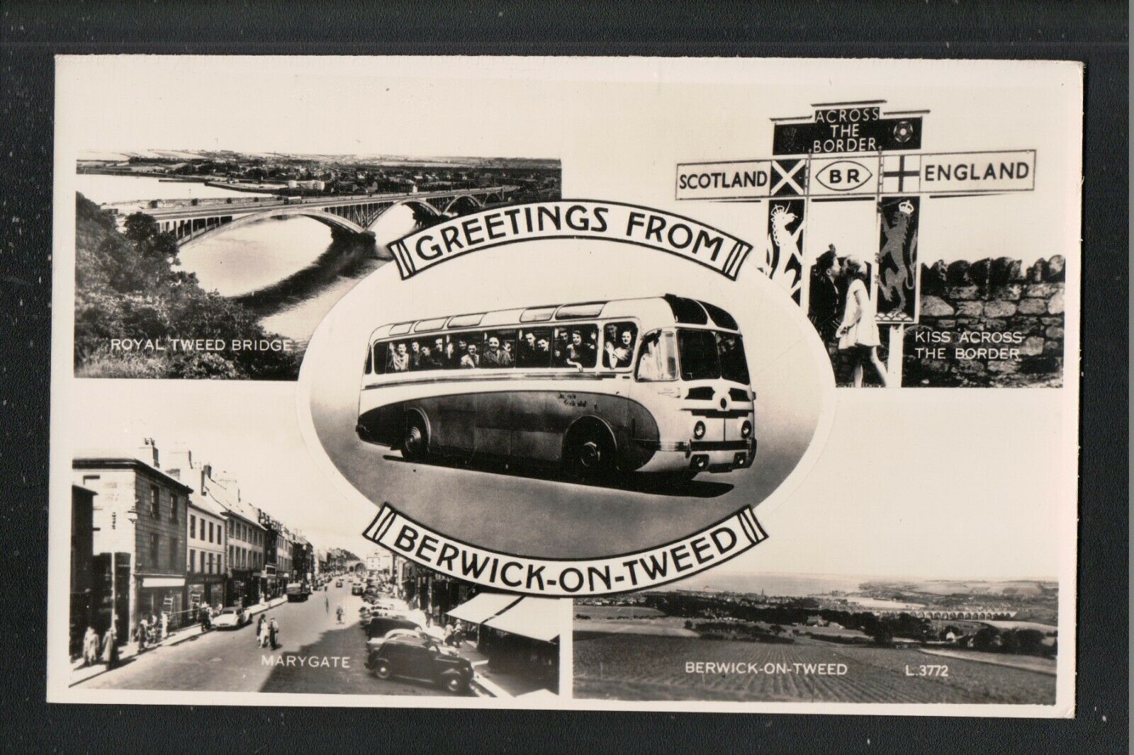 Greetings From Berwick on Tweed 1950's RP Service ~ OLD BUS ~ GOOD QUALITY CARD