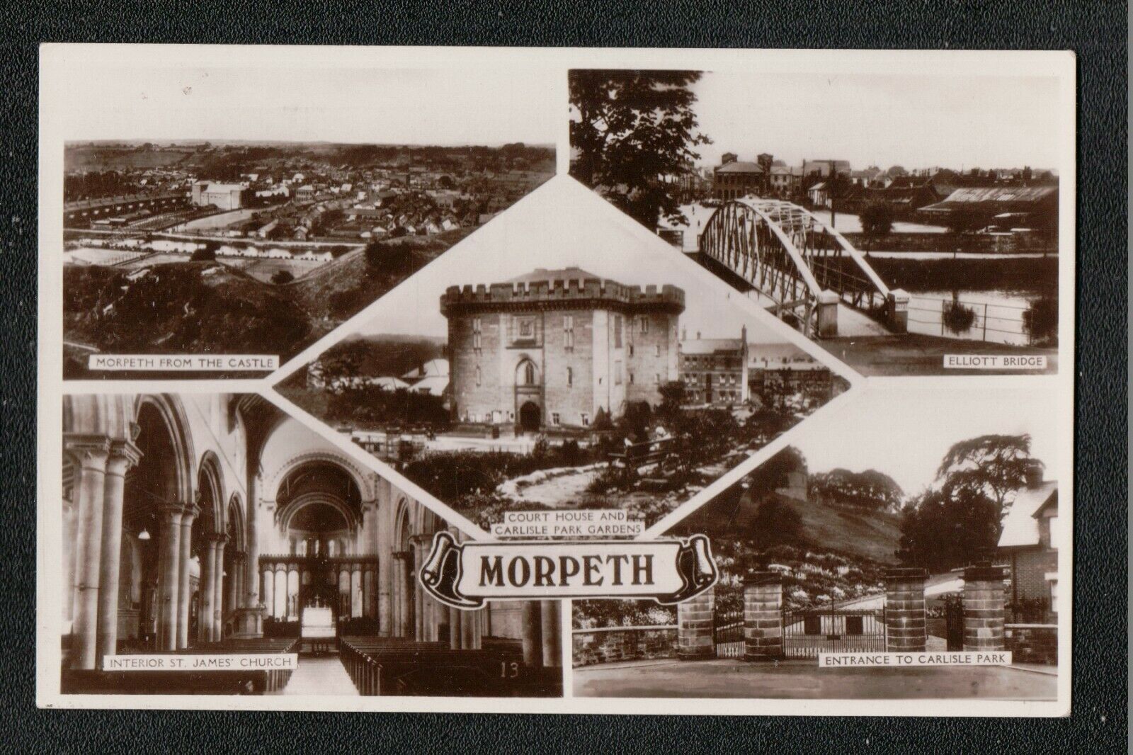 MORPETH Elliott Bridge etc.. 1950's ? RP Service ~ Northumberland  GOOD QUALITY