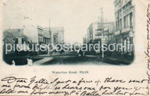 BLYTH WATERLOO ROAD OLD B/W POSTCARD NORTHUMBERLAND 1903