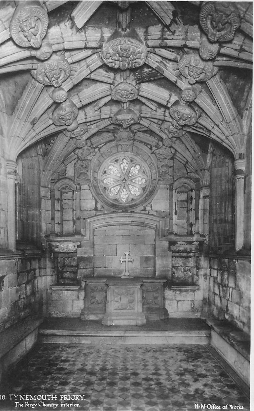 TYNEMOUTH PRIORY - PERCY CHANTRY INTERIOR ~ AN OLD REAL PHOTO POSTCARD #2231265