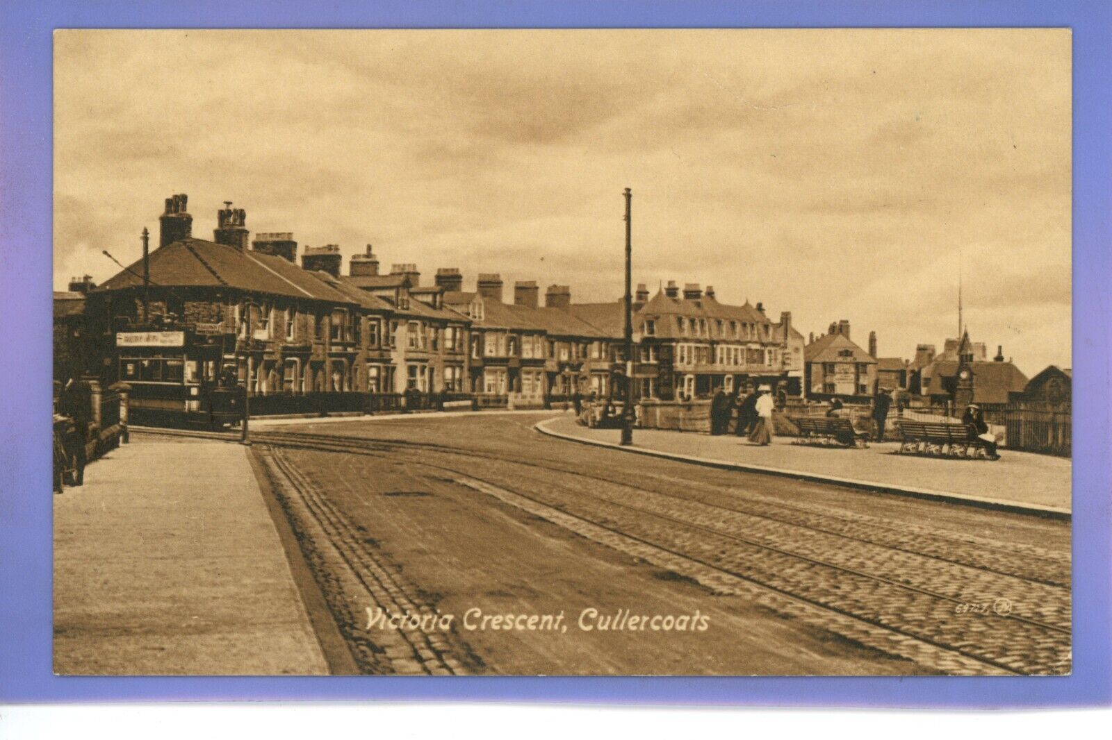 House Clearance - SUPERB EARLY 1912c TRAM VICTORIA CRESCENT CULLERCOATS Tyneside VINTAGE POSTCARD