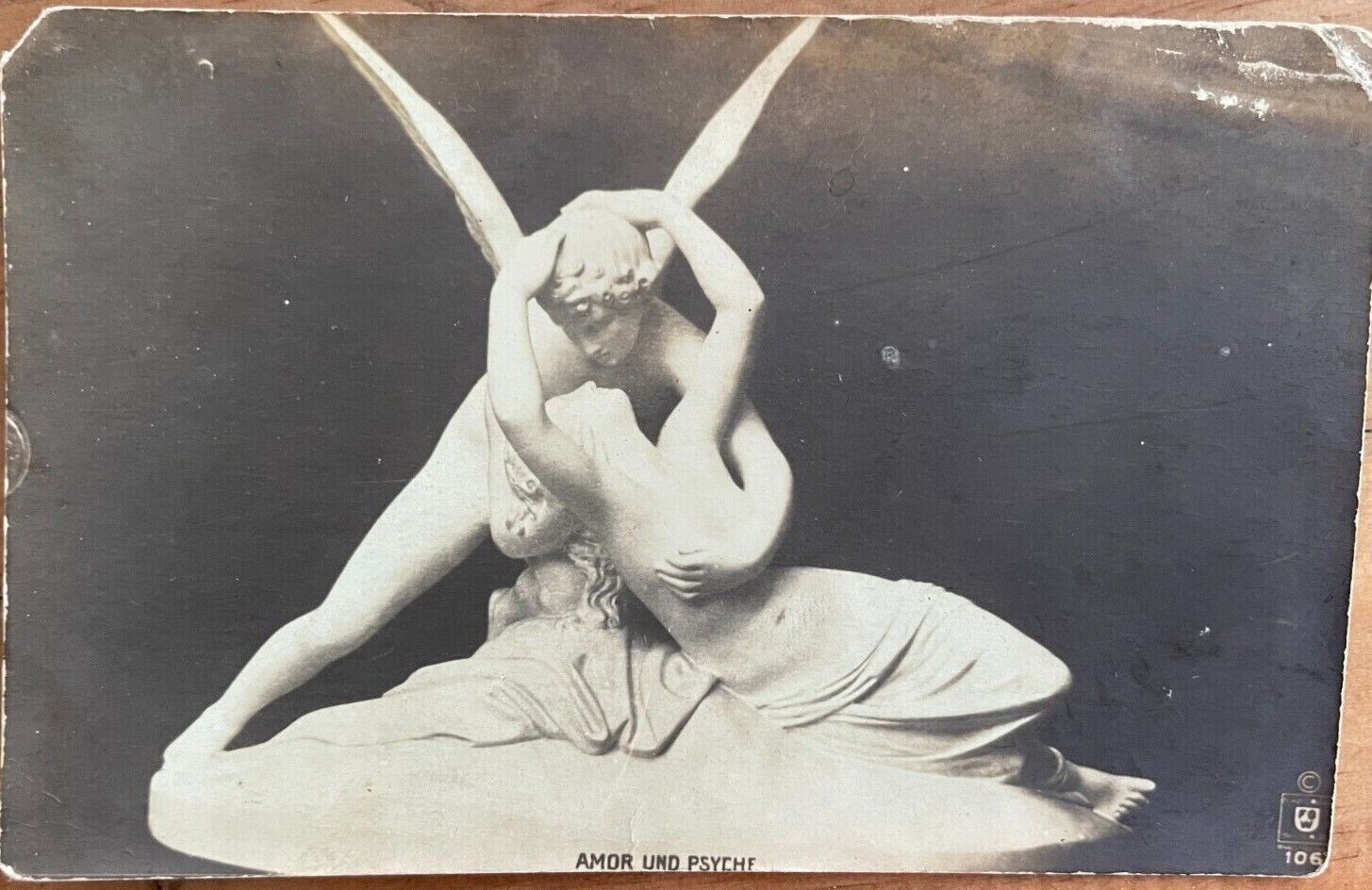 House Clearance - AMOUR UND PSYCHE 1924 REAL PHOTO POSTCARD WITH SPECIAL PMK