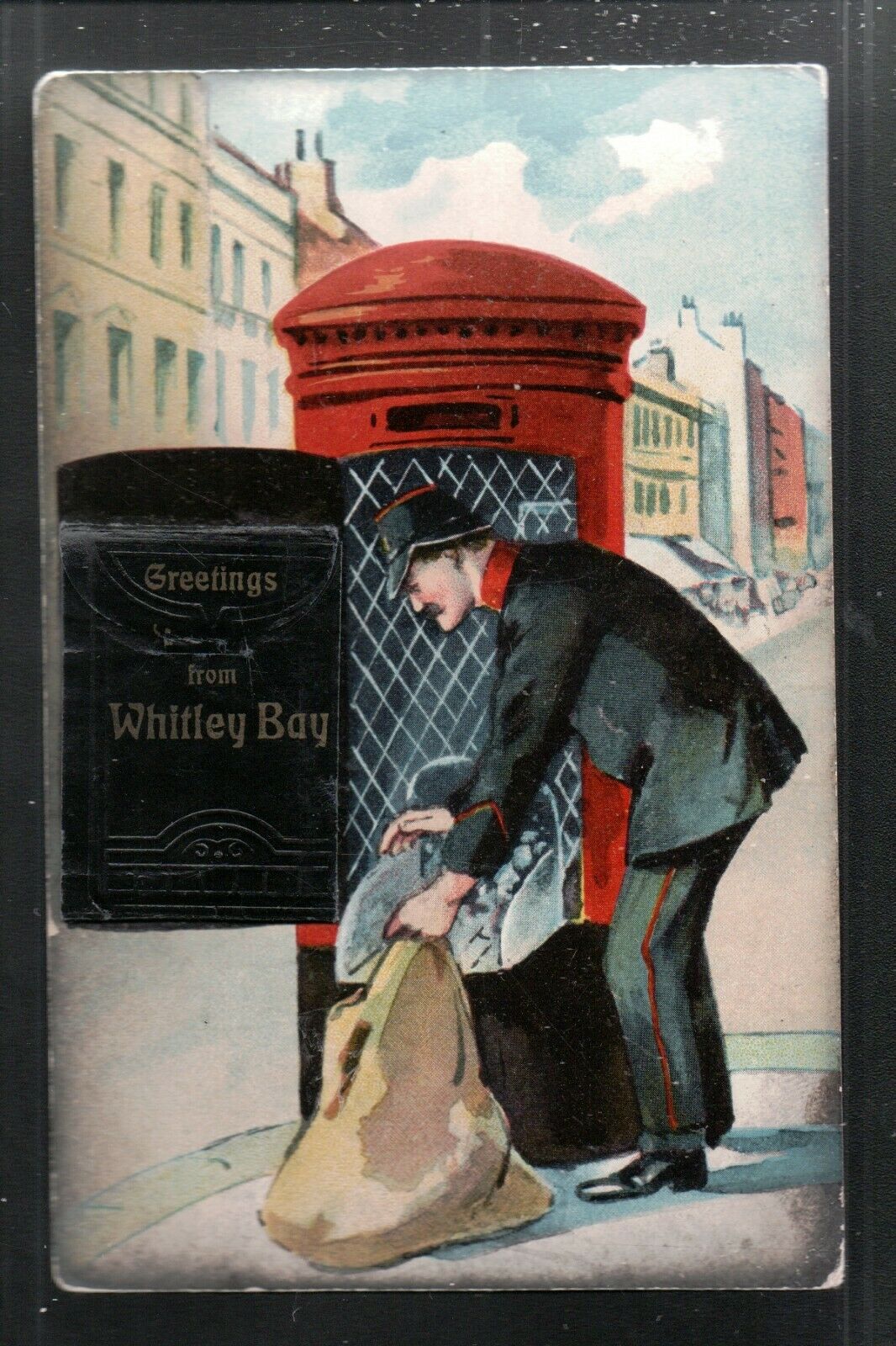 House Clearance - Greetings From WHITLEY BAY 1920's? Budget Service ~ Northumberland ~ Postman