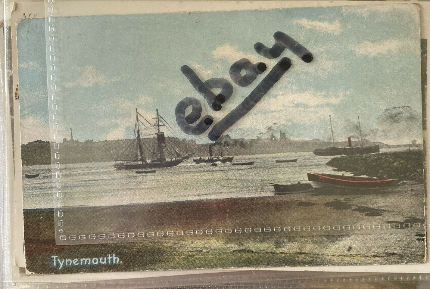House Clearance - TYNEMOUTH VINTAGE POSTCARD POSTED 1909 OF OLD MASTED SHIPS