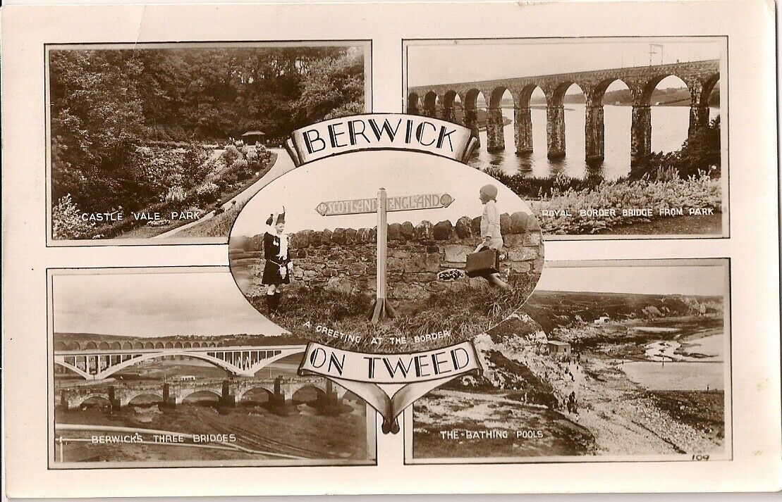 House Clearance - SUPERB SCARCE OLD 5 VIEW R/P POSTCARD - BERWICK ON TWEED - NORTHUMBERLAND 1950