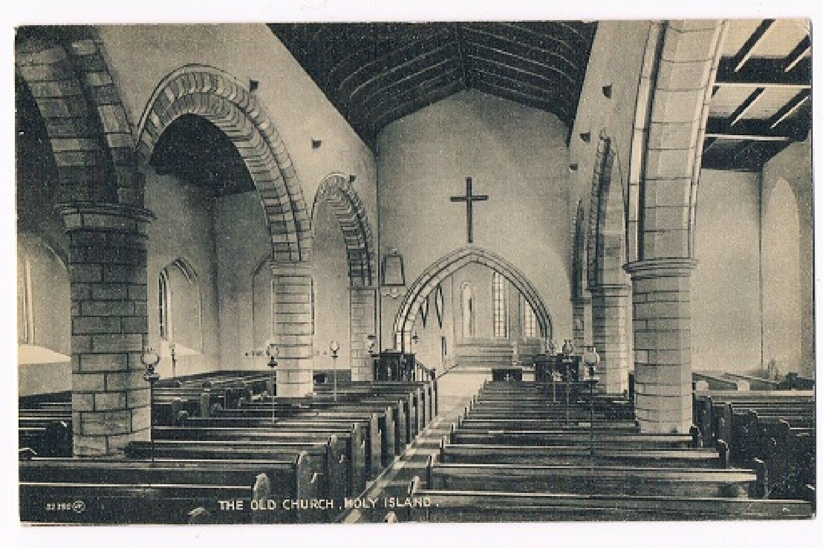 House Clearance - LINDISFARNE .  THE OLD CHURCH, HOLY ISLAND. NORTHUMBERLAND. OLD POSTCARD