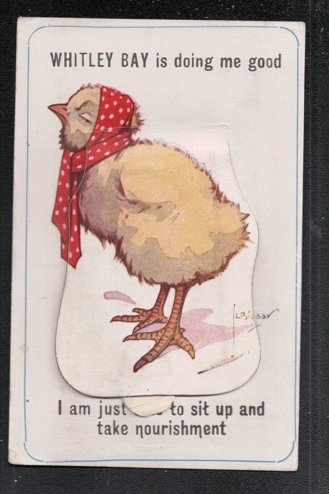 House Clearance - WHITLEY BAY Is Doing Me Good I Am Just .. 1919 ? Pocket Novelty Service Chicken