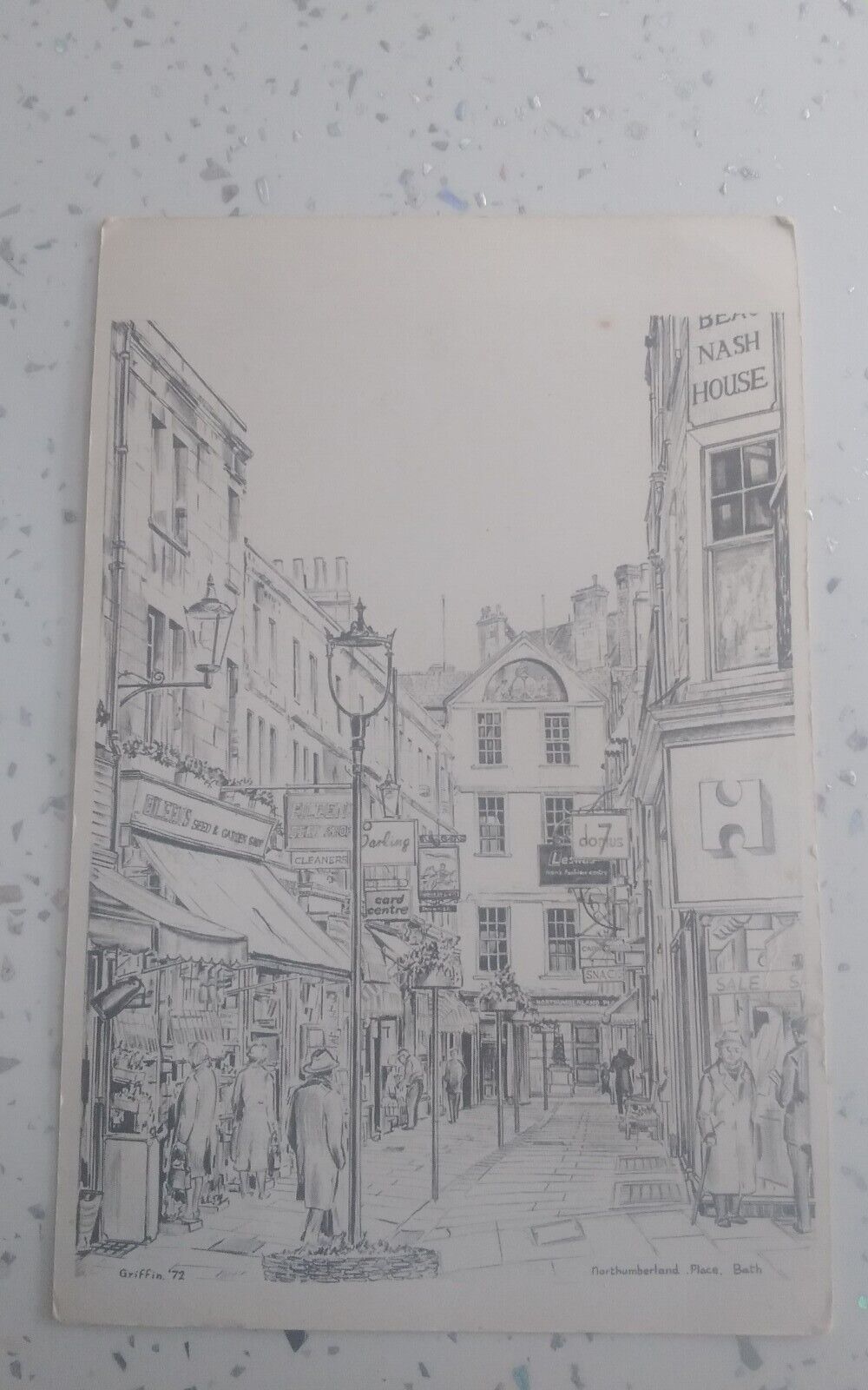 House Clearance - VINTAGE POSTCARD  "NORTHUMBERLAND PLACE,BATH" BY GRIFFIN 1972