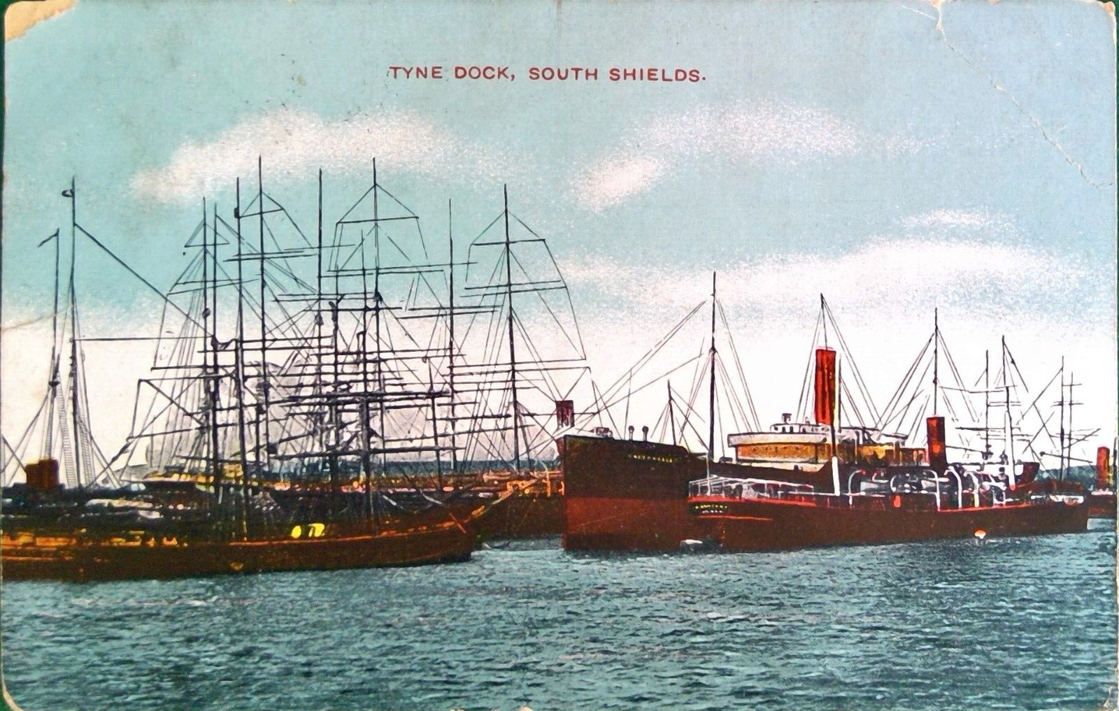 House Clearance - Ships at Tyne dock, South Shields service sent 1914 stamped at Whitley Bay