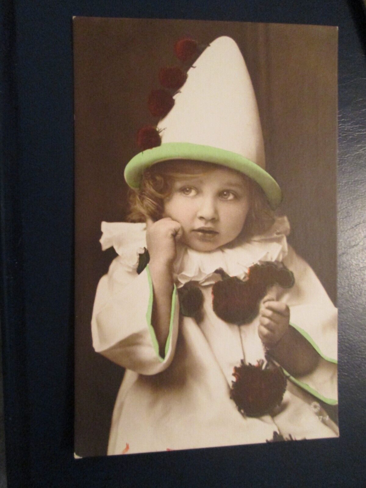 House Clearance - Service Child as clown or Pierrot, Handpainted RP Gladys Cooper's daughter Joan