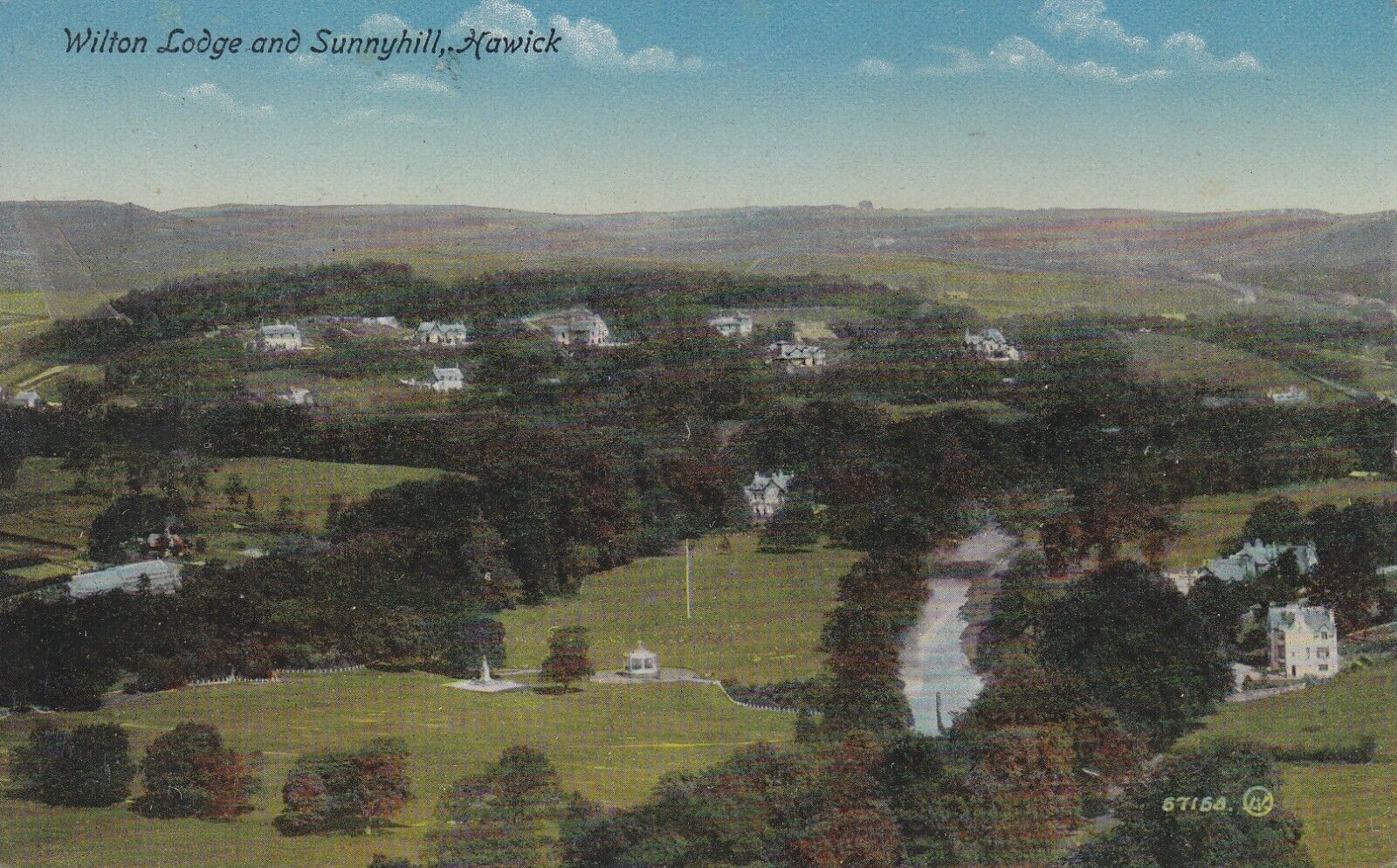 House Clearance - HAWICK FINE ANTIQUE COLOUR VIEW POSTCARD WILTON LODGE AND SUNNY HILL