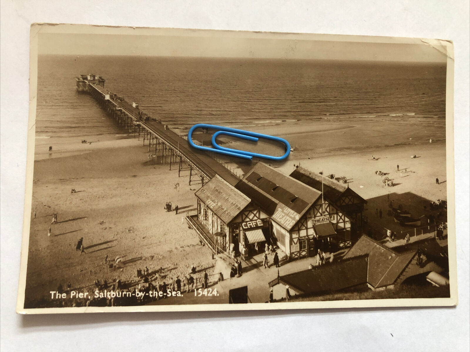 House Clearance - The Pier Saltburn-by-the-Sea 1939 RPPC Elevated View Of The Promenade Beach Pier